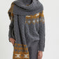 KNITTED JACQUARD SCARF WITH GOLD LUREX DETAILS