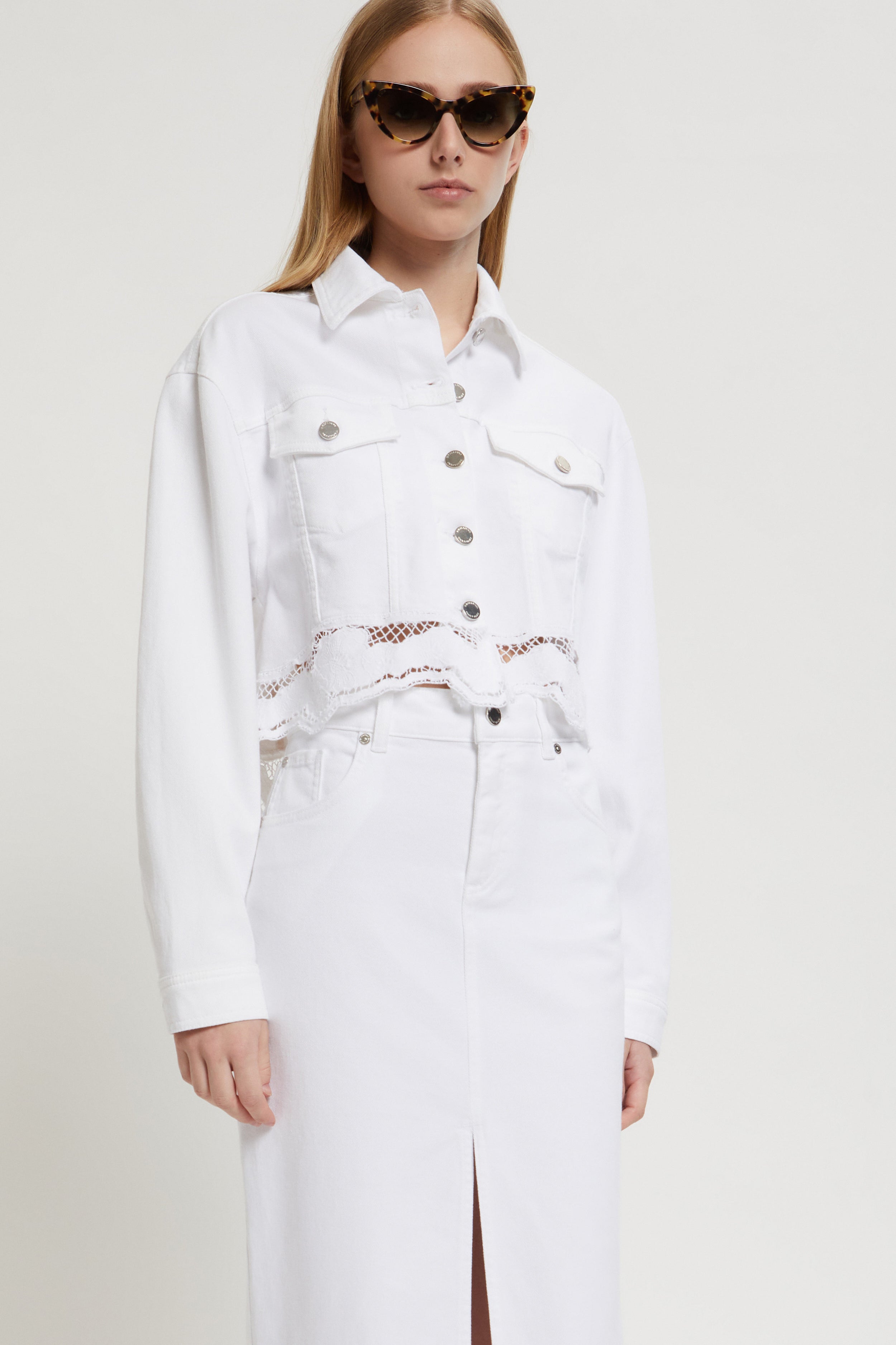 Image of DENIM JACKET WITH EMBROIDERY APPLICATION