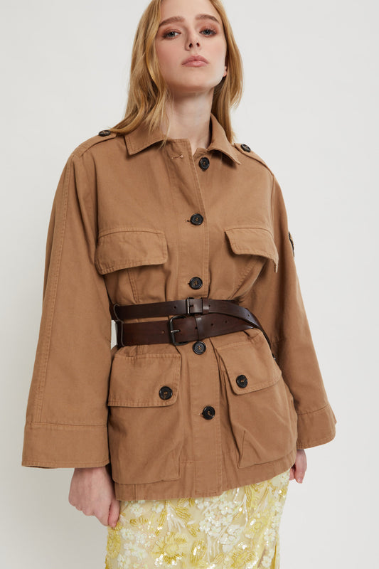 CANVAS FIELD JACKET WITH HERALDIC LOGO