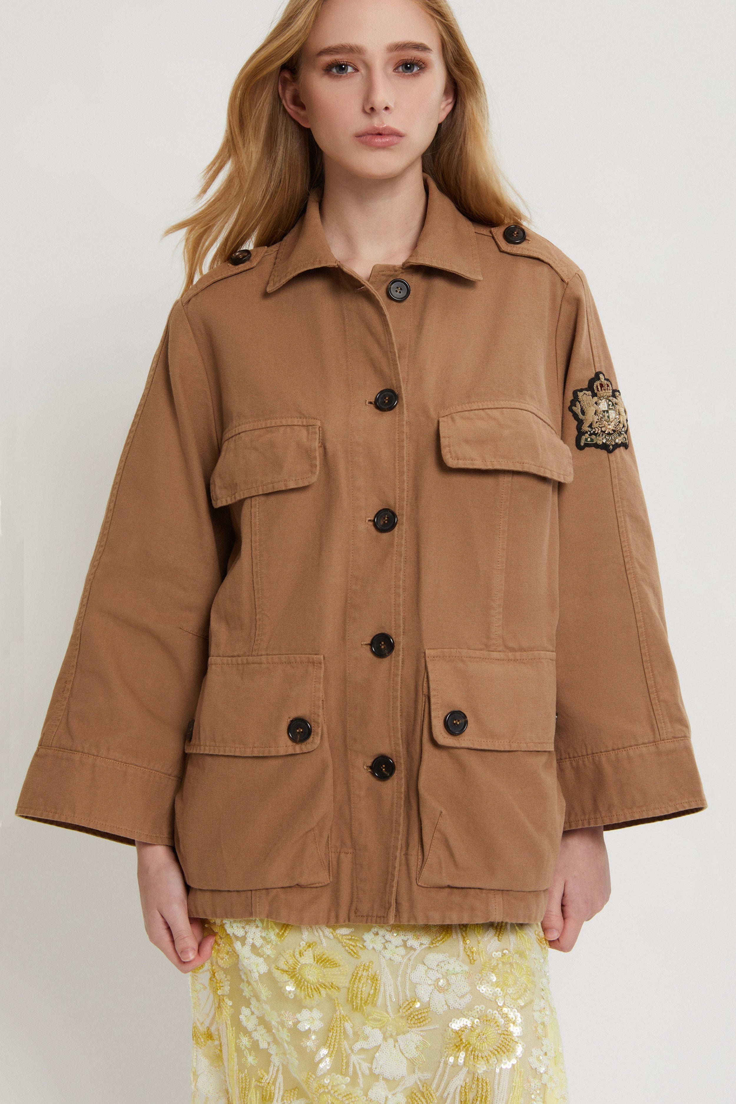 CANVAS FIELD JACKET WITH HERALDIC LOGO