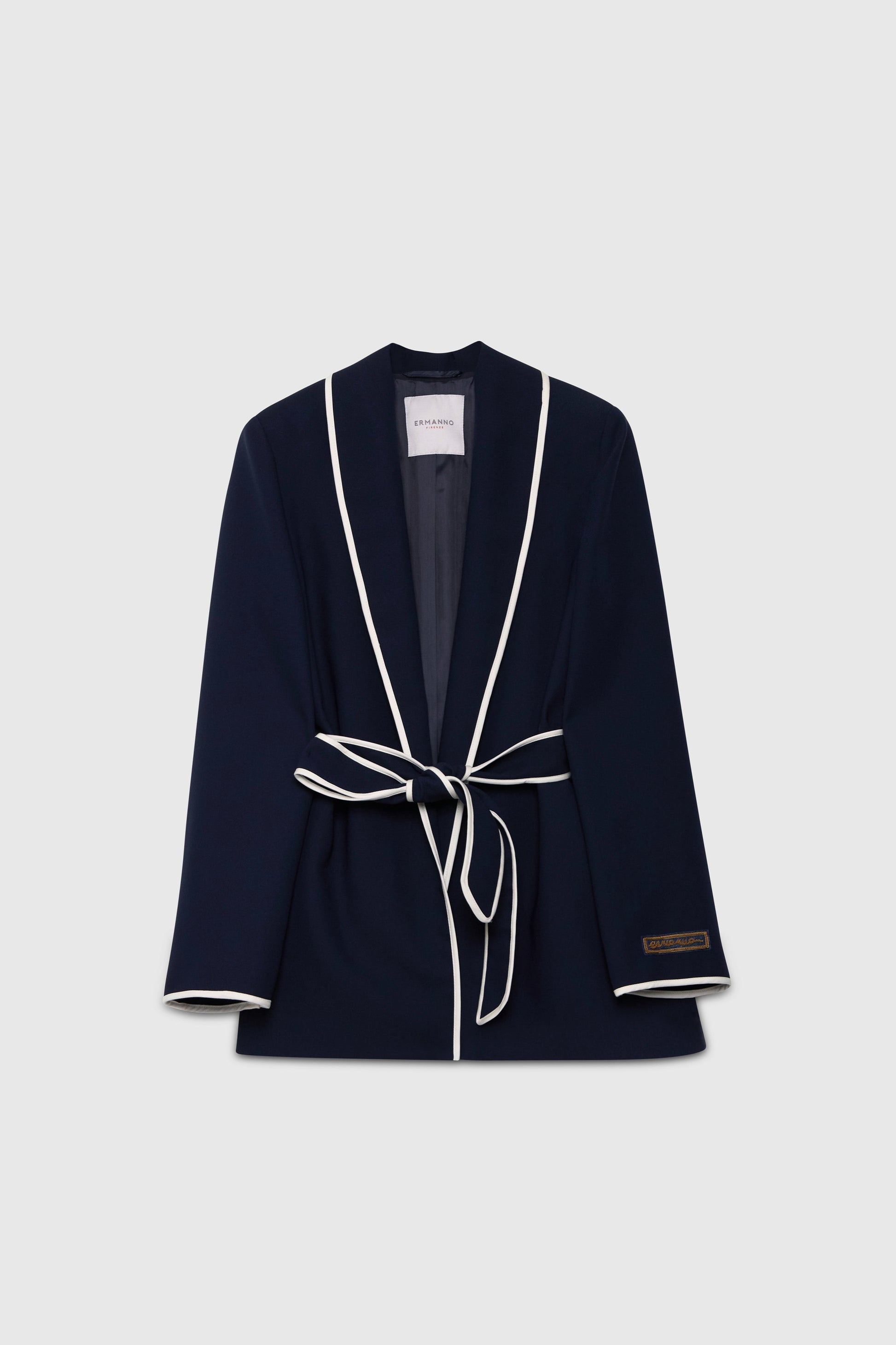 BLAZER IN CADÌ CON PROFILI E CINTURA