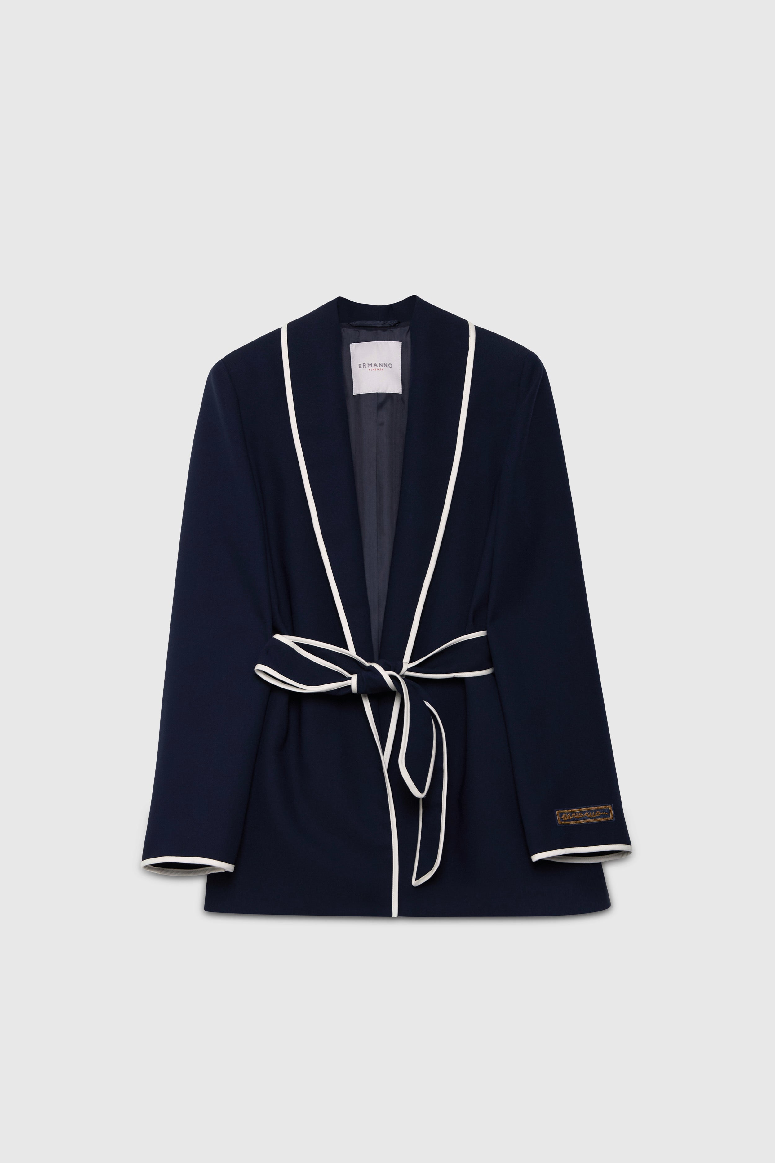 BLAZER IN CADÌ CON PROFILI E CINTURA