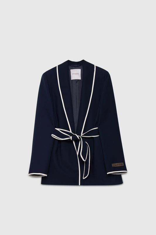BLAZER IN CADÌ CON PROFILI E CINTURA