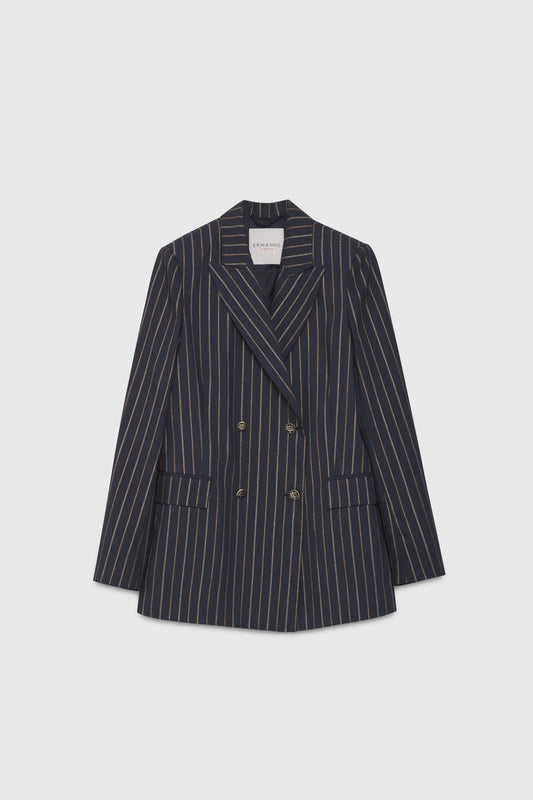 DOUBLE-BREASTED PINSTRIPE BLAZER