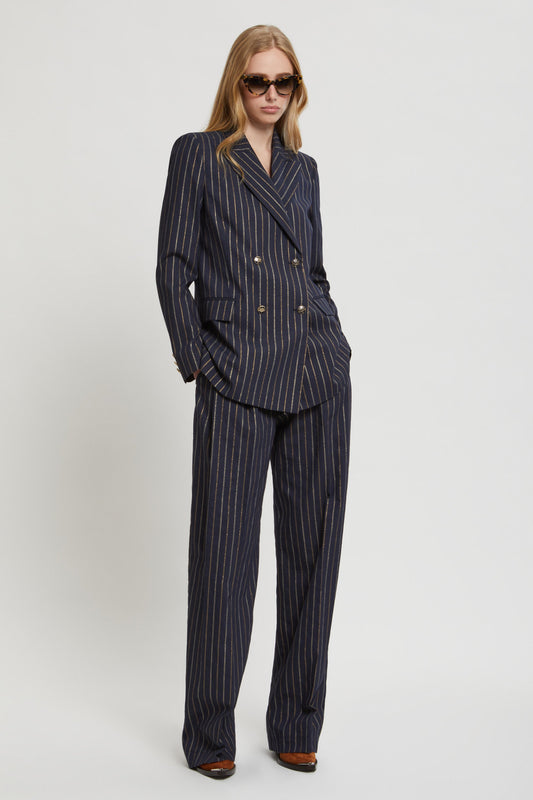 DOUBLE-BREASTED PINSTRIPE BLAZER