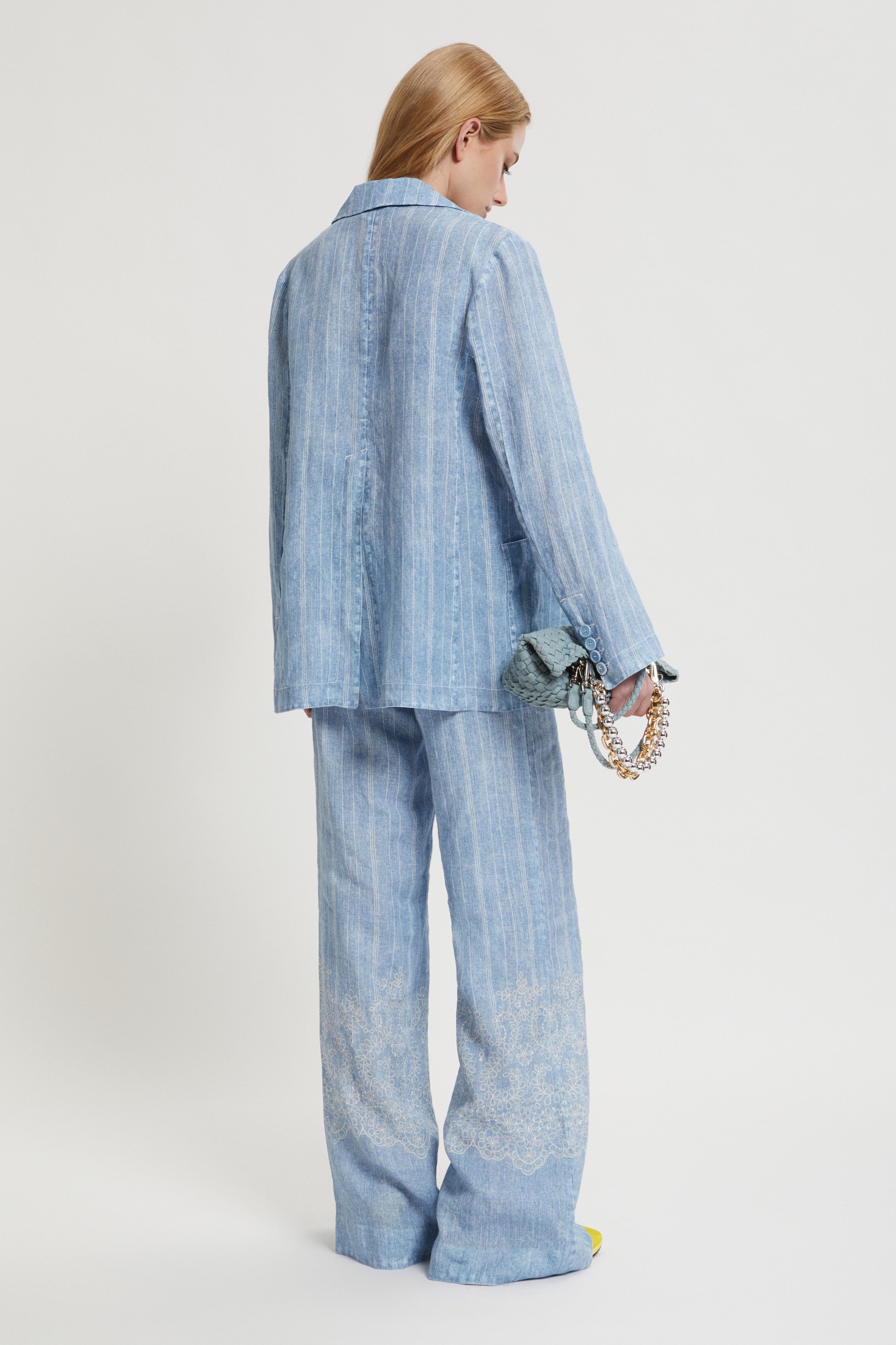 BLAZER DI LINO STAMPATO JEANS