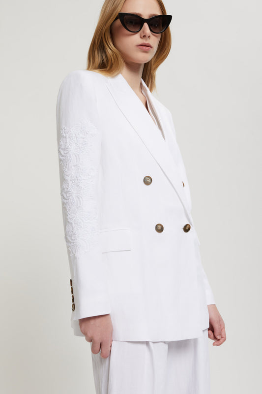 DOUBLE-BREASTED BLAZER WITH EMBROIDERY