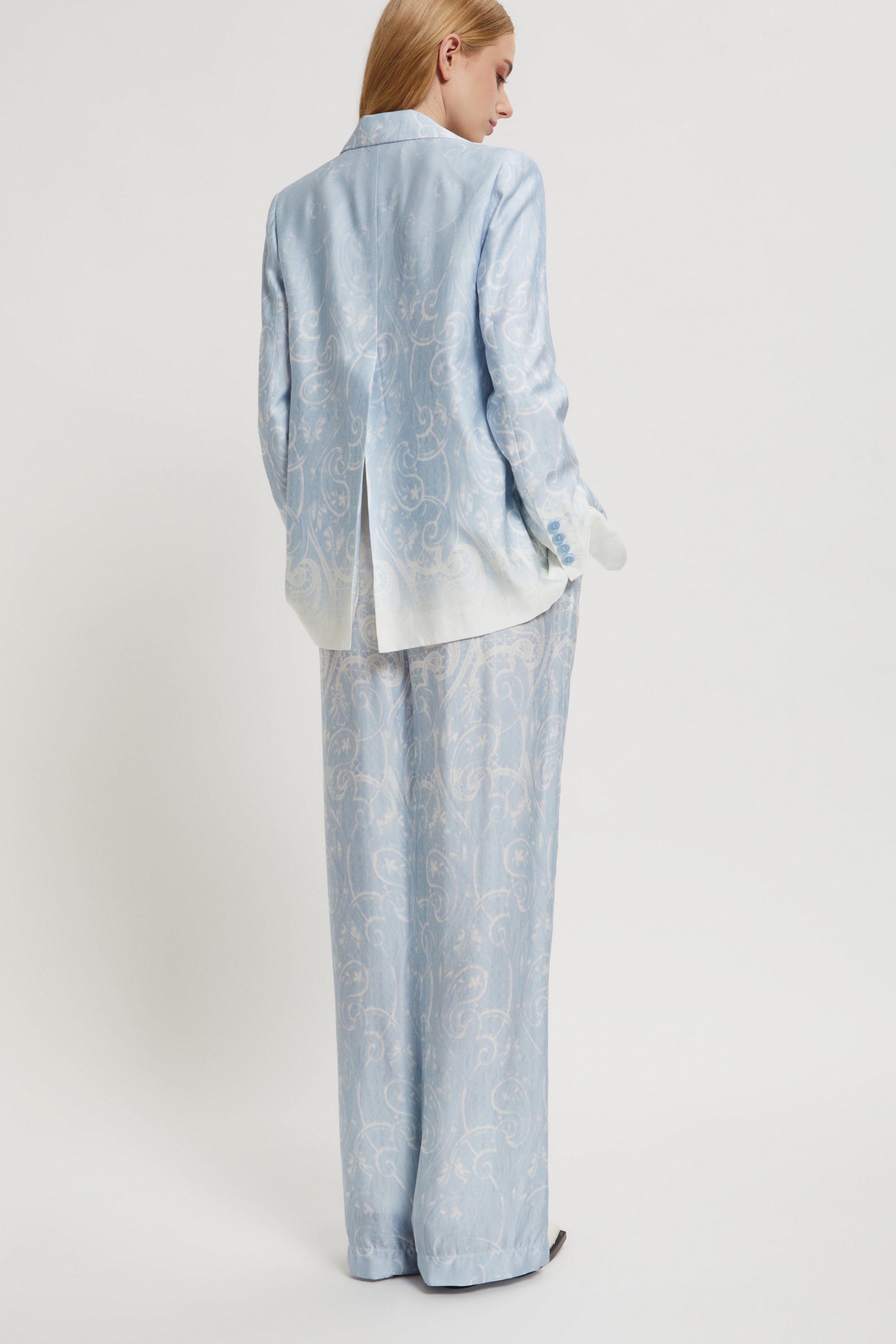 Image of SATIN BLAZER WITH PRINTED MACRAME