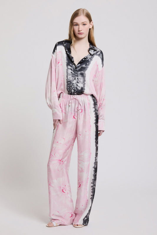 CAMICIA IN RASO STAMPATO EFFETTO TIE&DYE