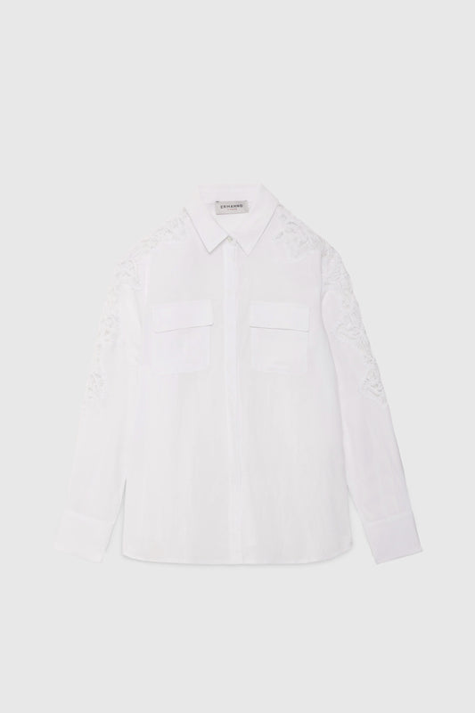 CAMICIA IN MISTO LINO CON RICAMI