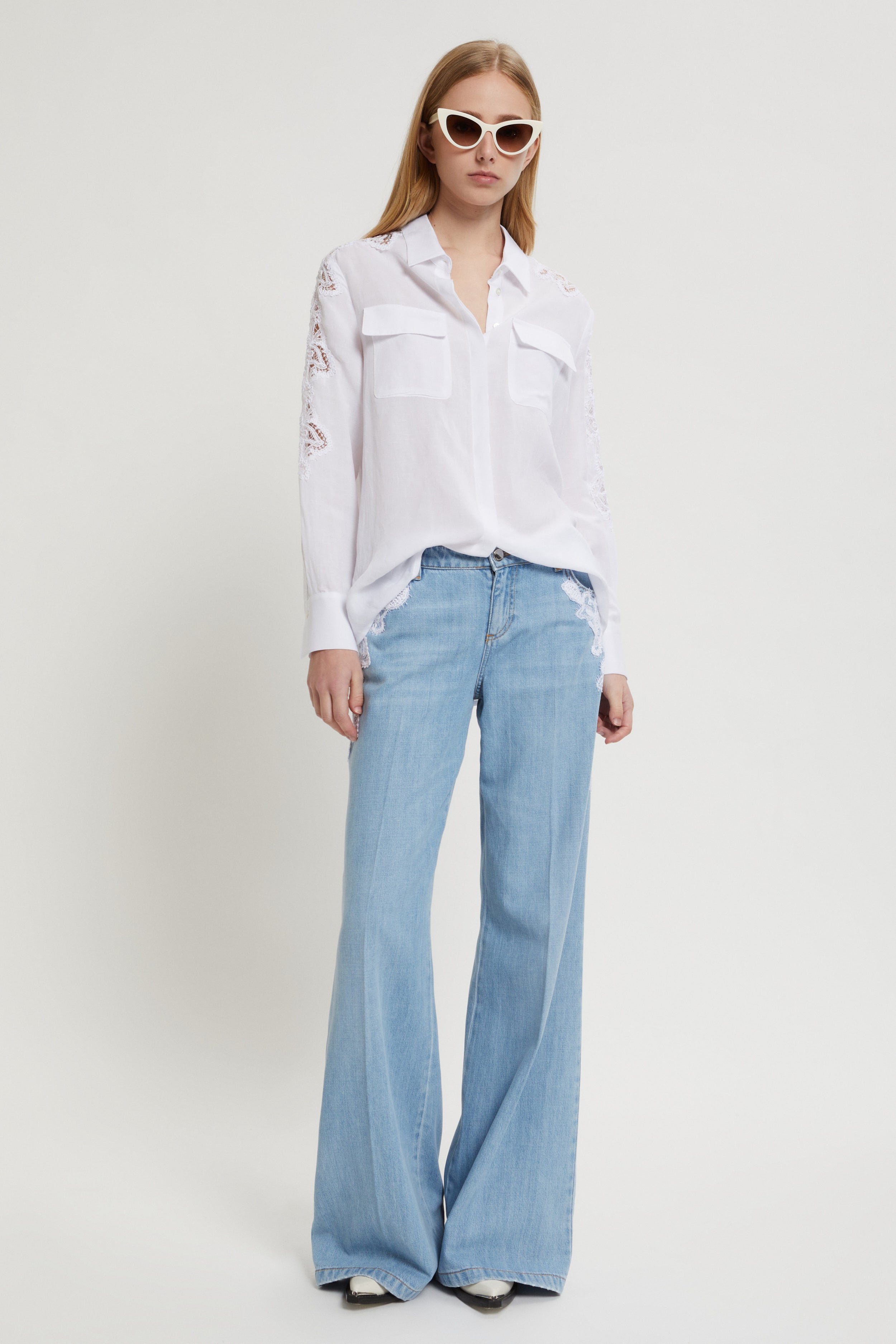 Image of CHEMISE EN MĖLANGE DE LIN AVEC BRODERIE