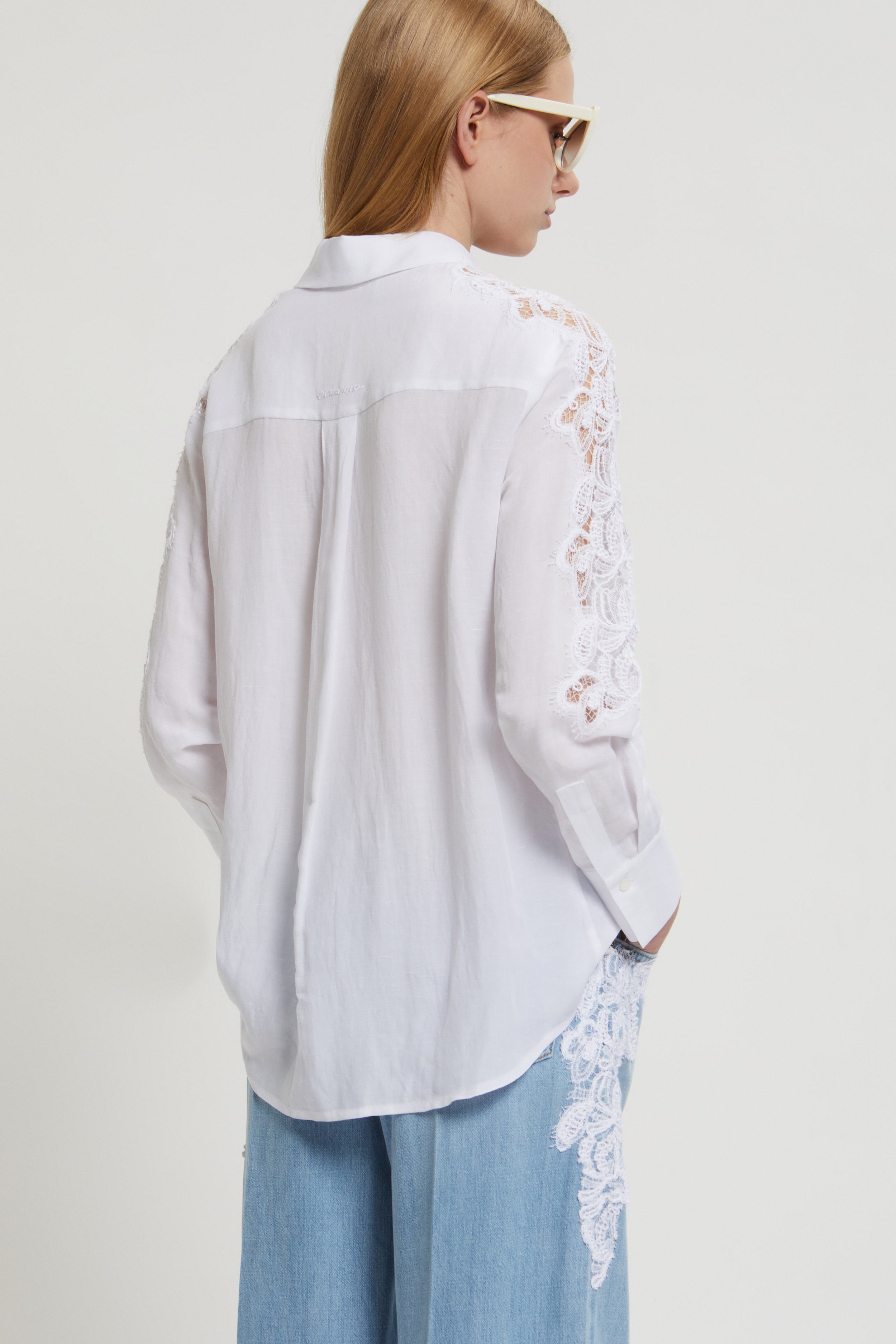 Image of CHEMISE EN MĖLANGE DE LIN AVEC BRODERIE