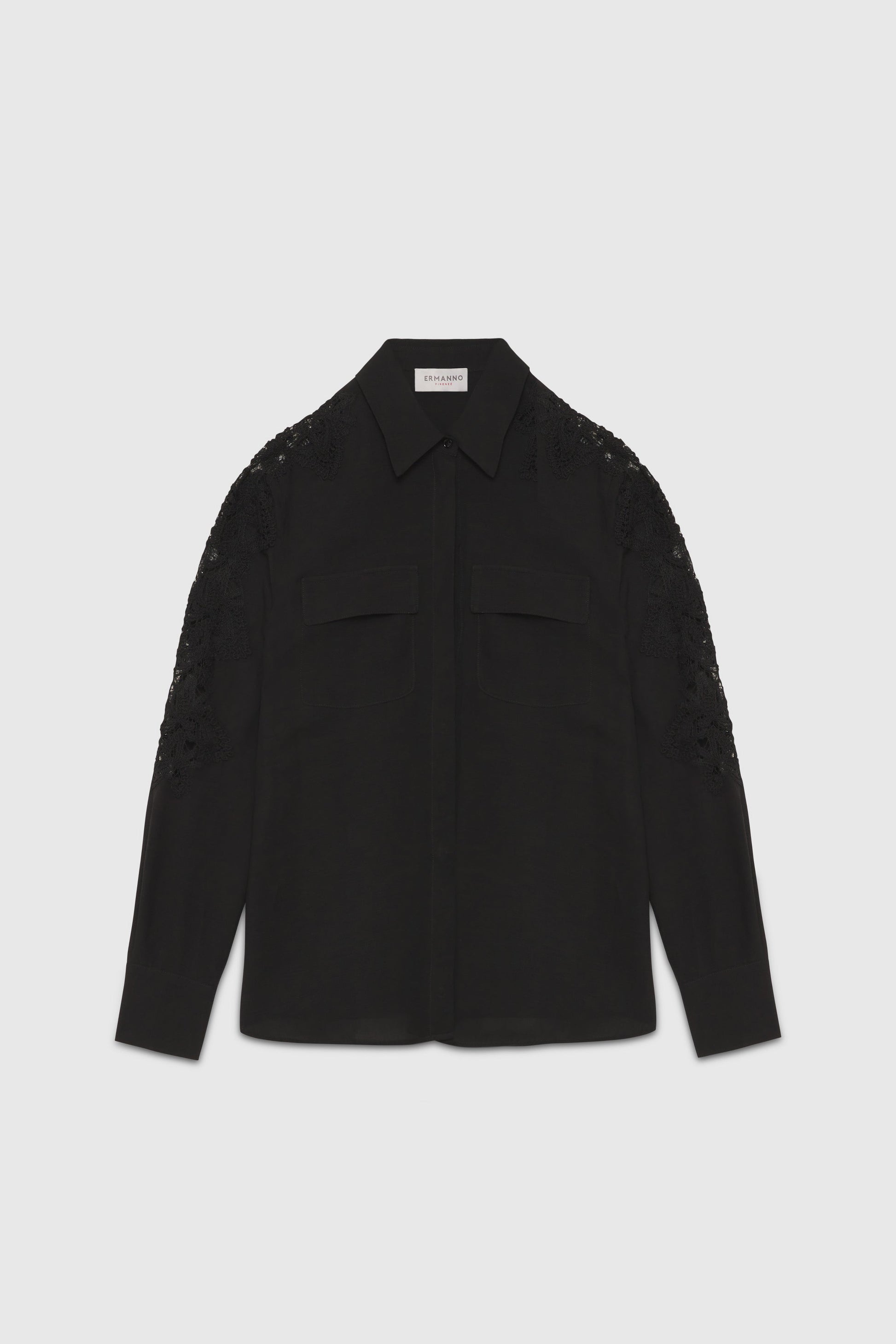 CAMICIA IN MISTO LINO CON RICAMI