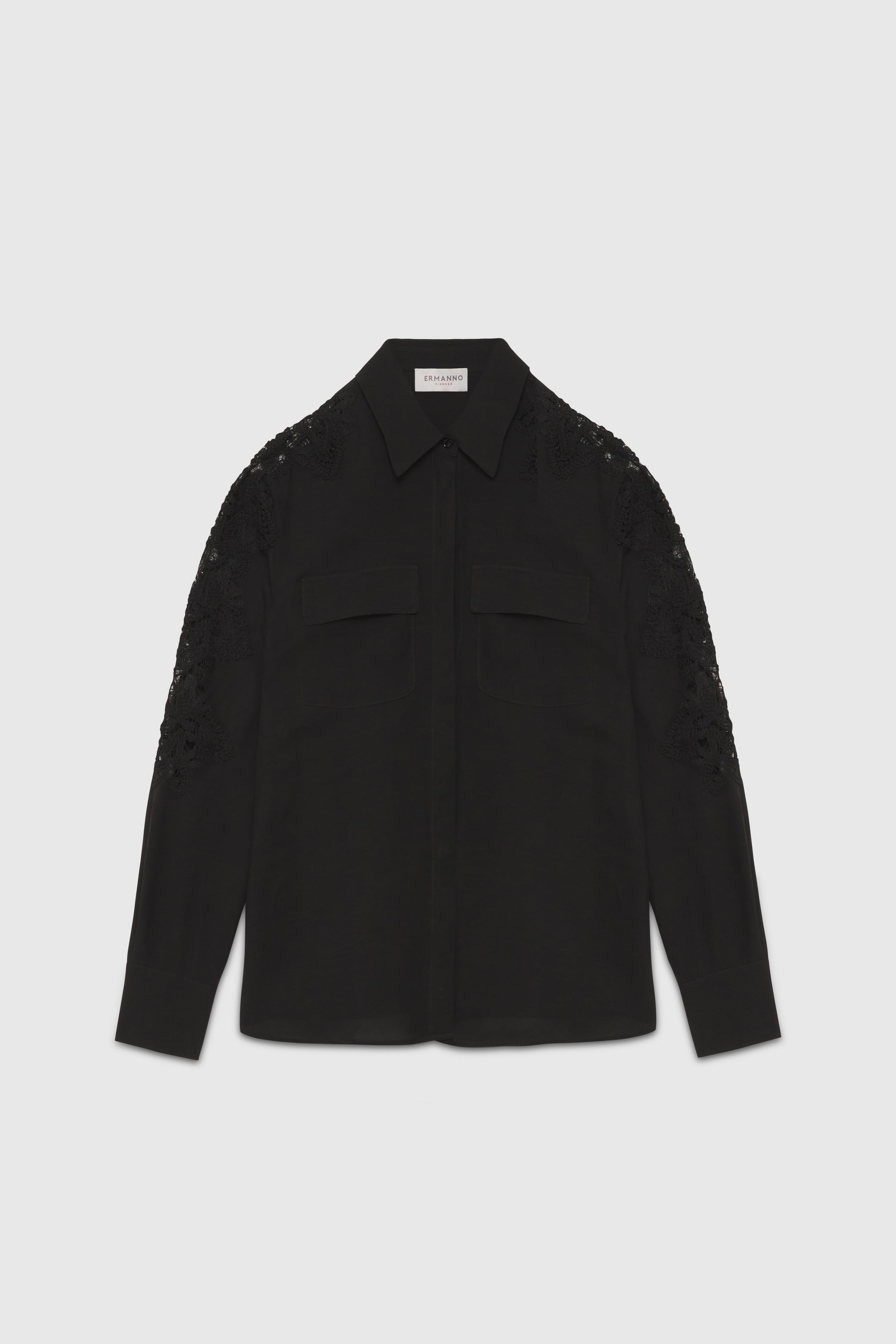 LINEN BLEND SHIRT WITH EMBROIDERY