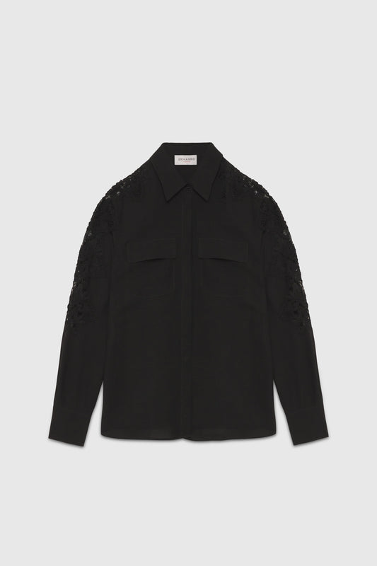 CAMICIA IN MISTO LINO CON RICAMI