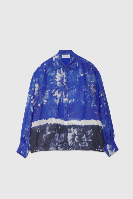 CAMICIA STAMPATA IN LINO EFFETTO TIE&DYE