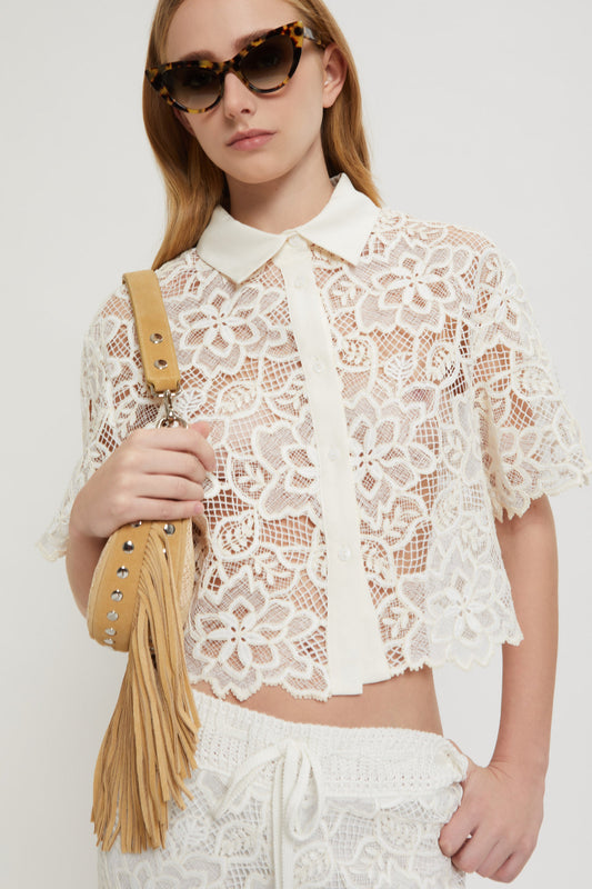 CAMICIA CROP IN PIZZO REBRODE'