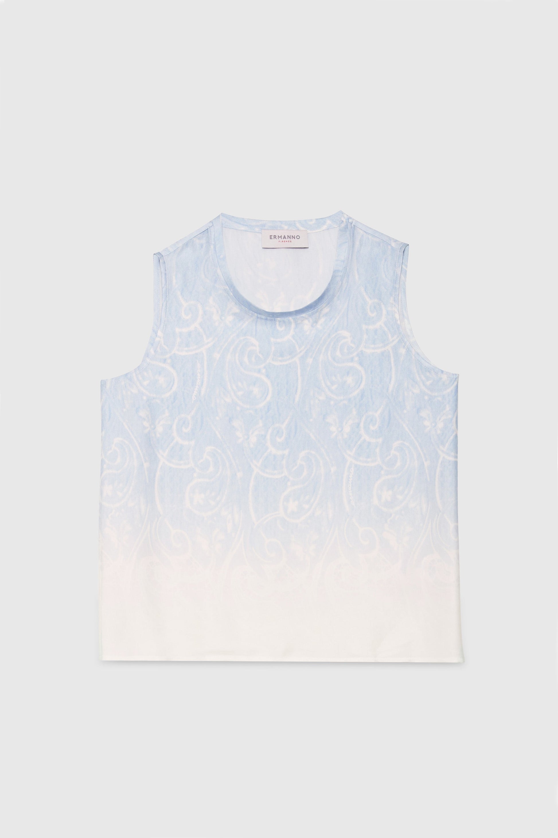 TOP IN RASO CON STAMPA MACRAMÈ SFUMATA