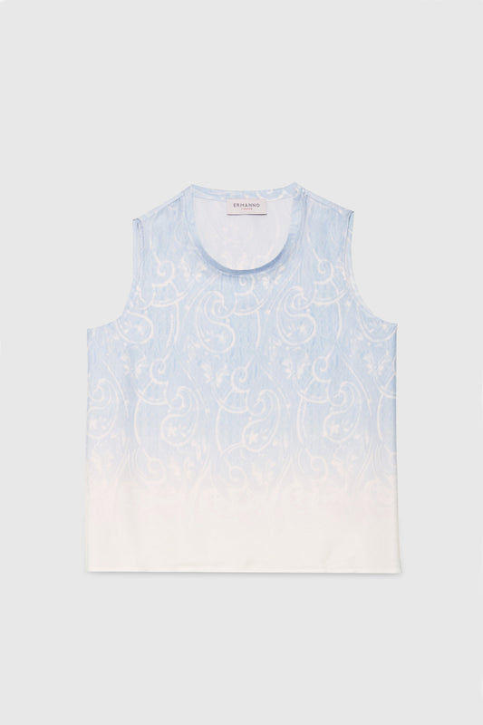 TOP IN RASO CON STAMPA MACRAMÈ SFUMATA
