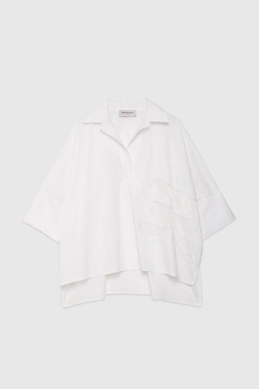 CAMICIA OVER CON LOGO DI PIZZO