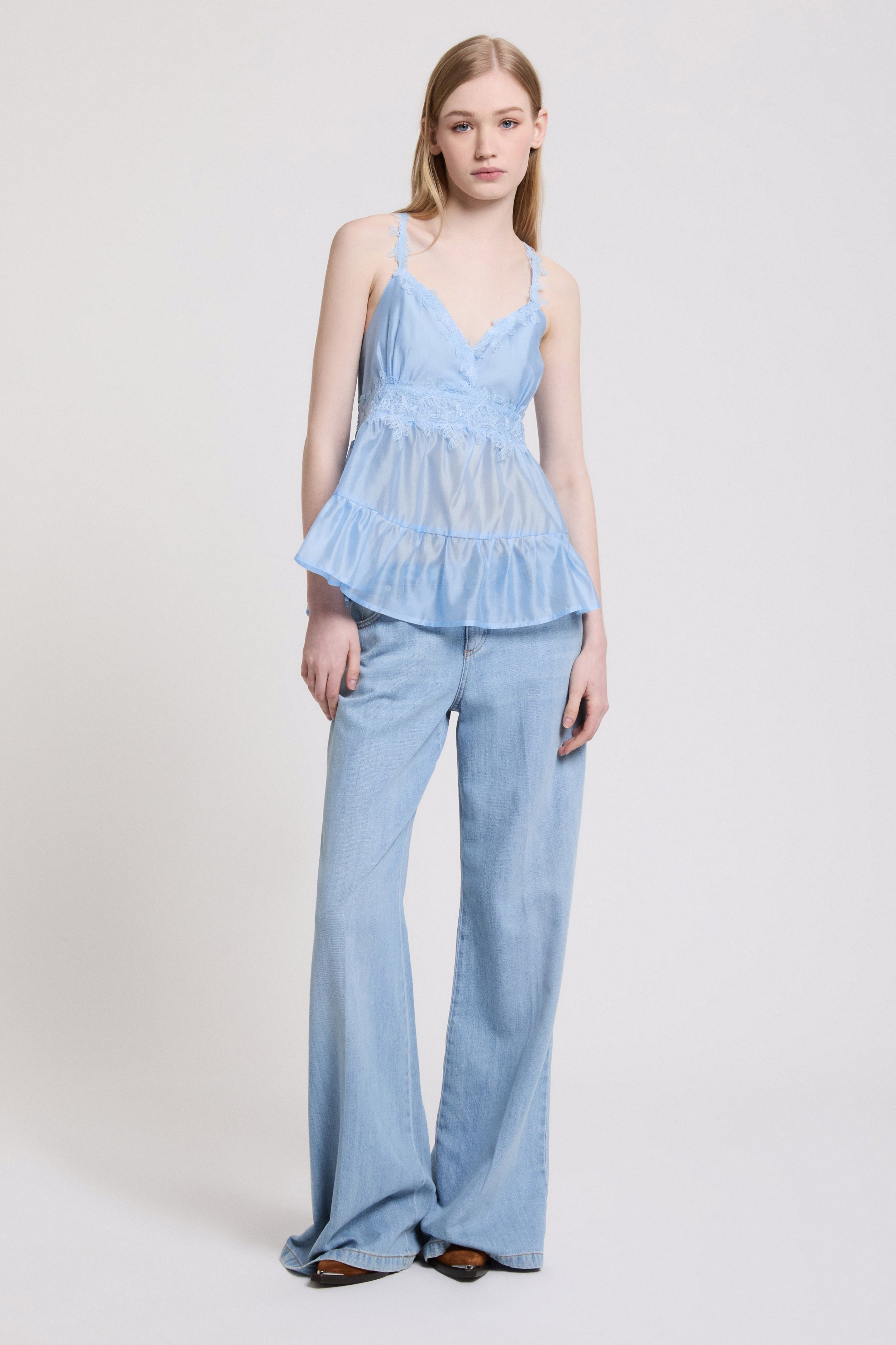 VOILE COTTON TOP WITH LACE