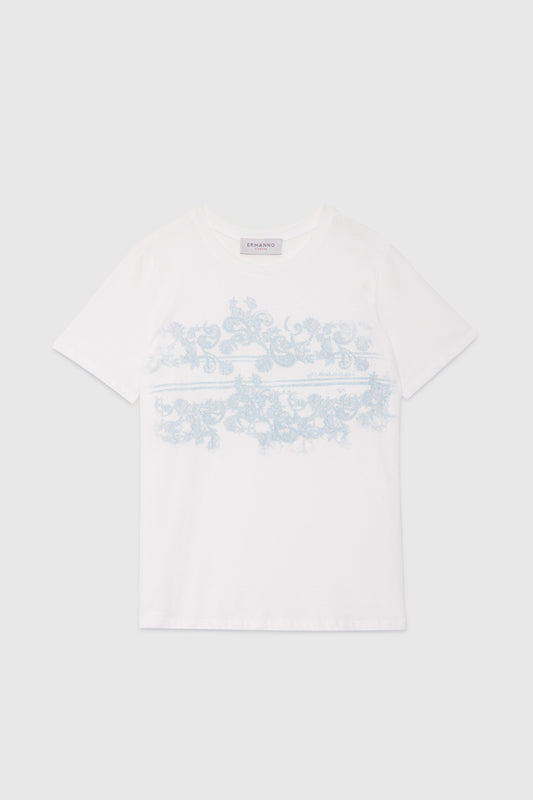 PRINTED T-SHIRT WITH RHINESTONES
