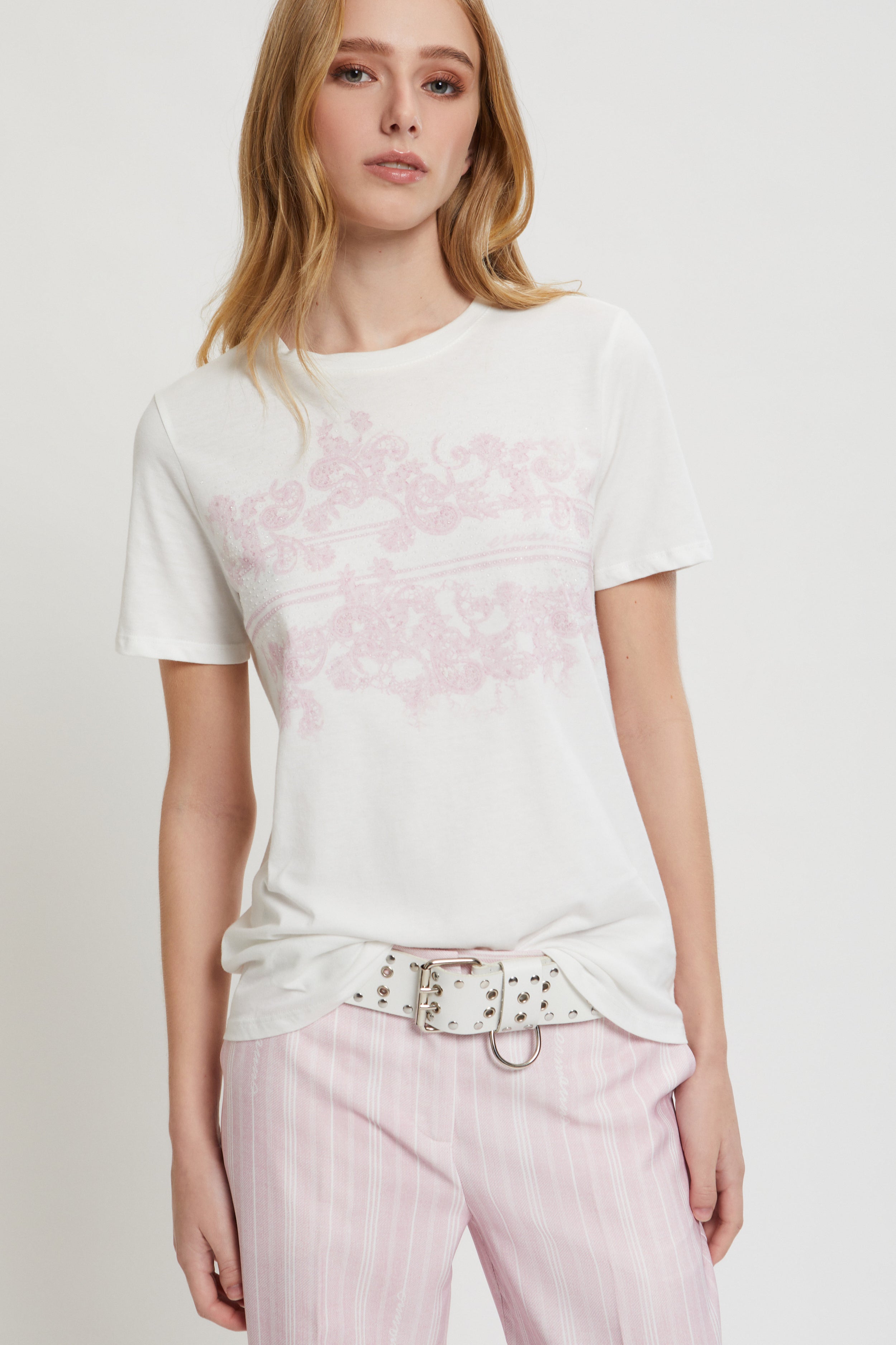 Image of T-SHIRT CON STAMPA E CRISTALLI