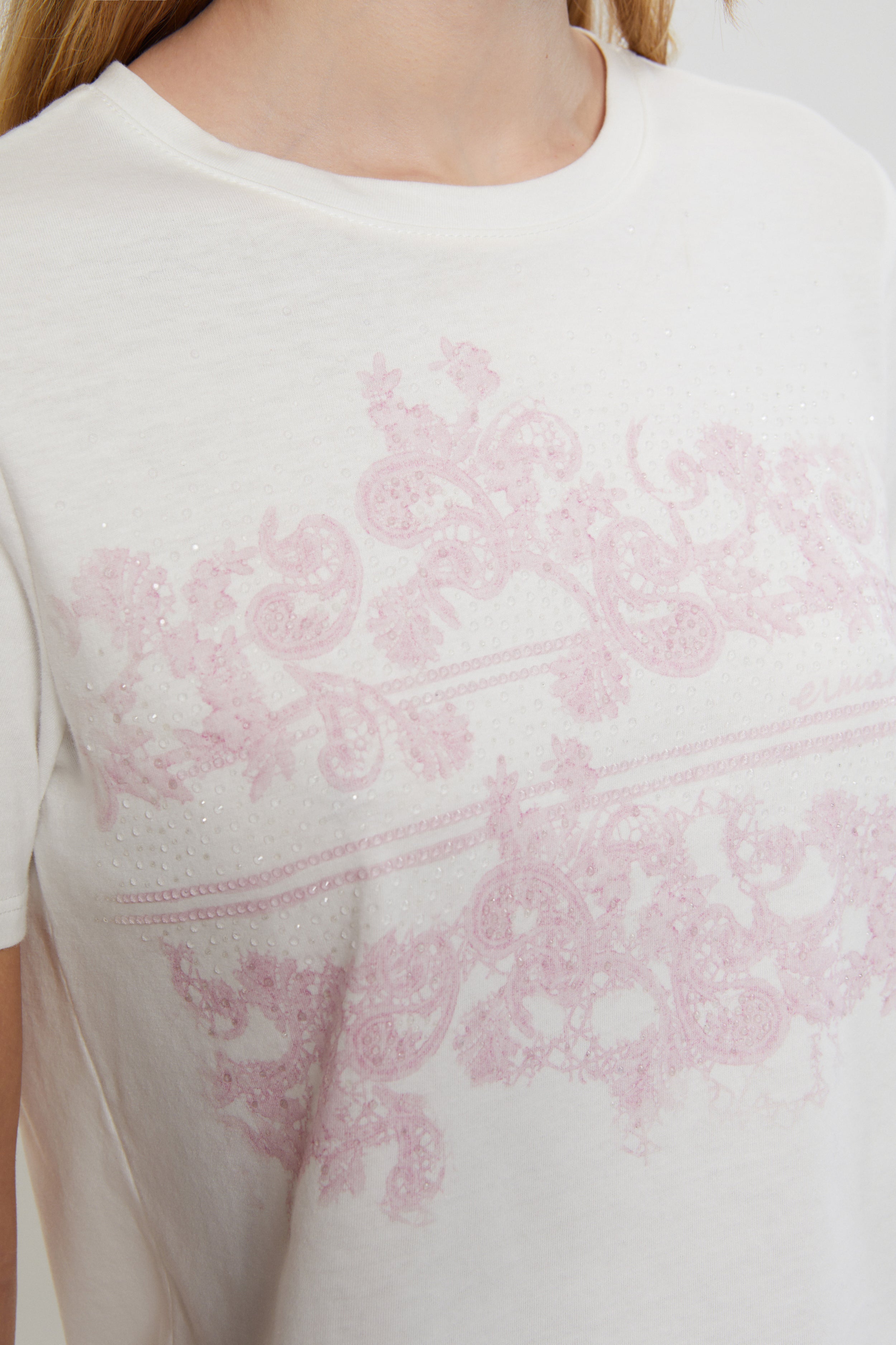 Image of T-SHIRT CON STAMPA E CRISTALLI