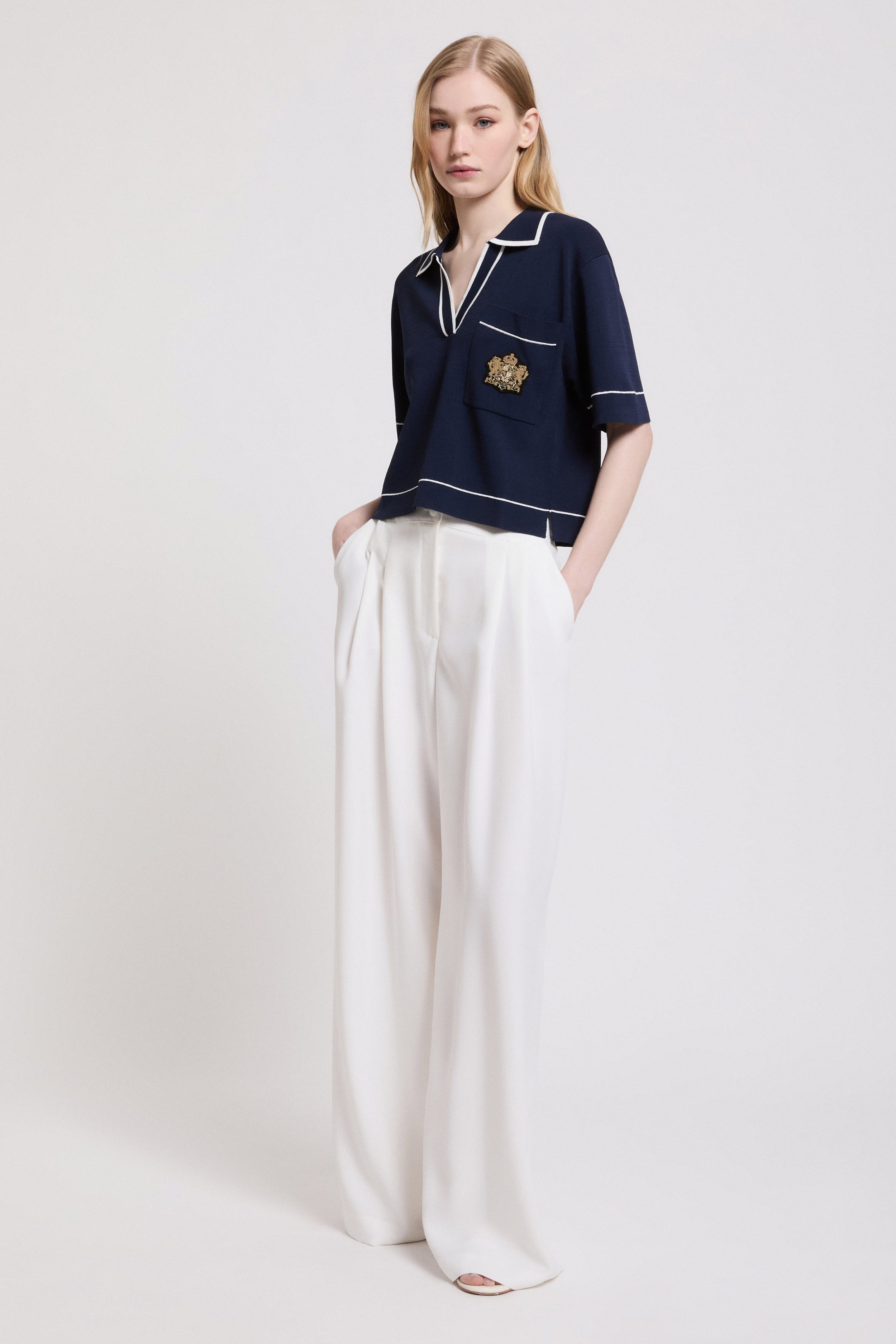 Image of POLO-STYLE SWEATER WITH PATCH