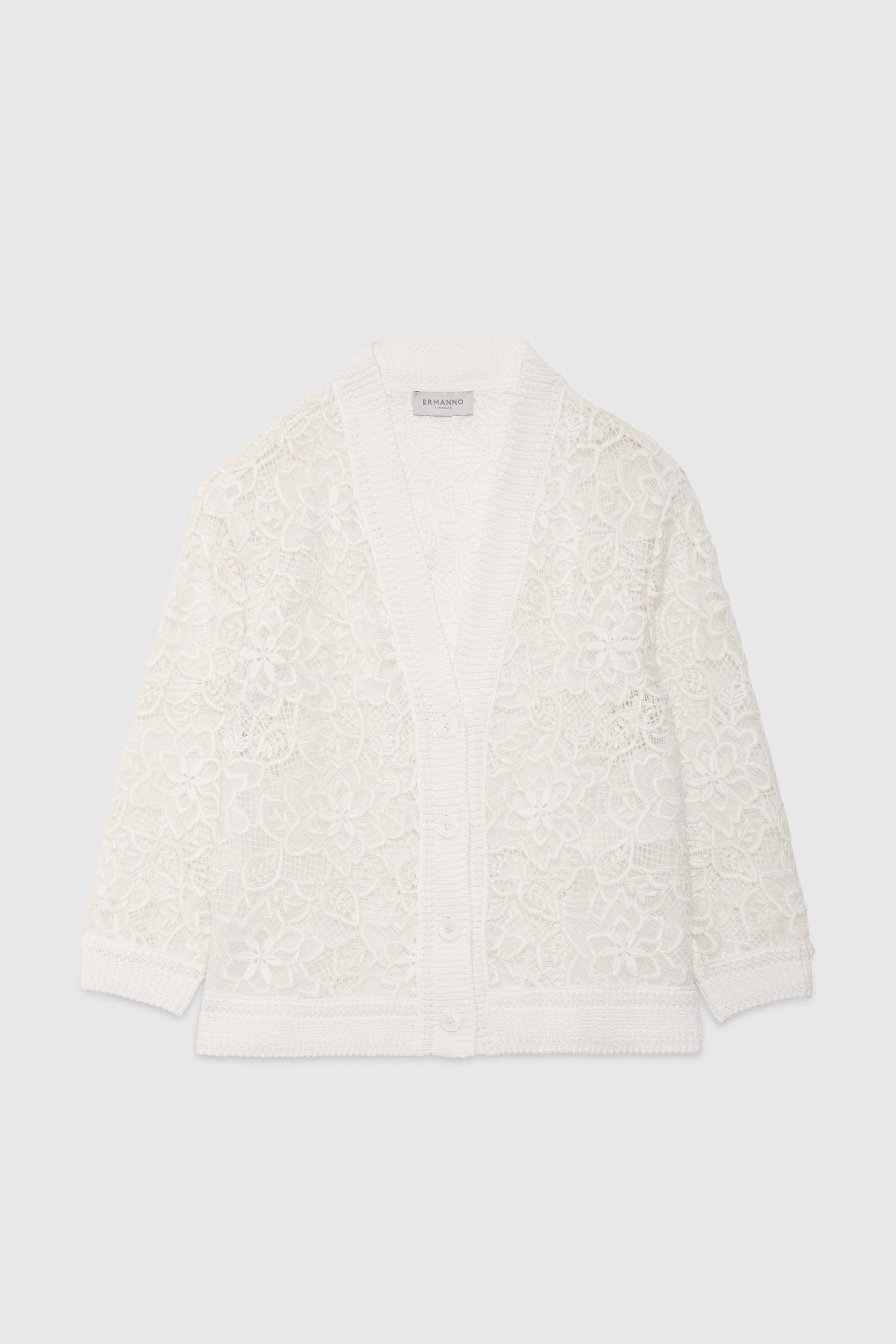 REBRODÈ LACE CARDIGAN WITH KNITTED DETAILS