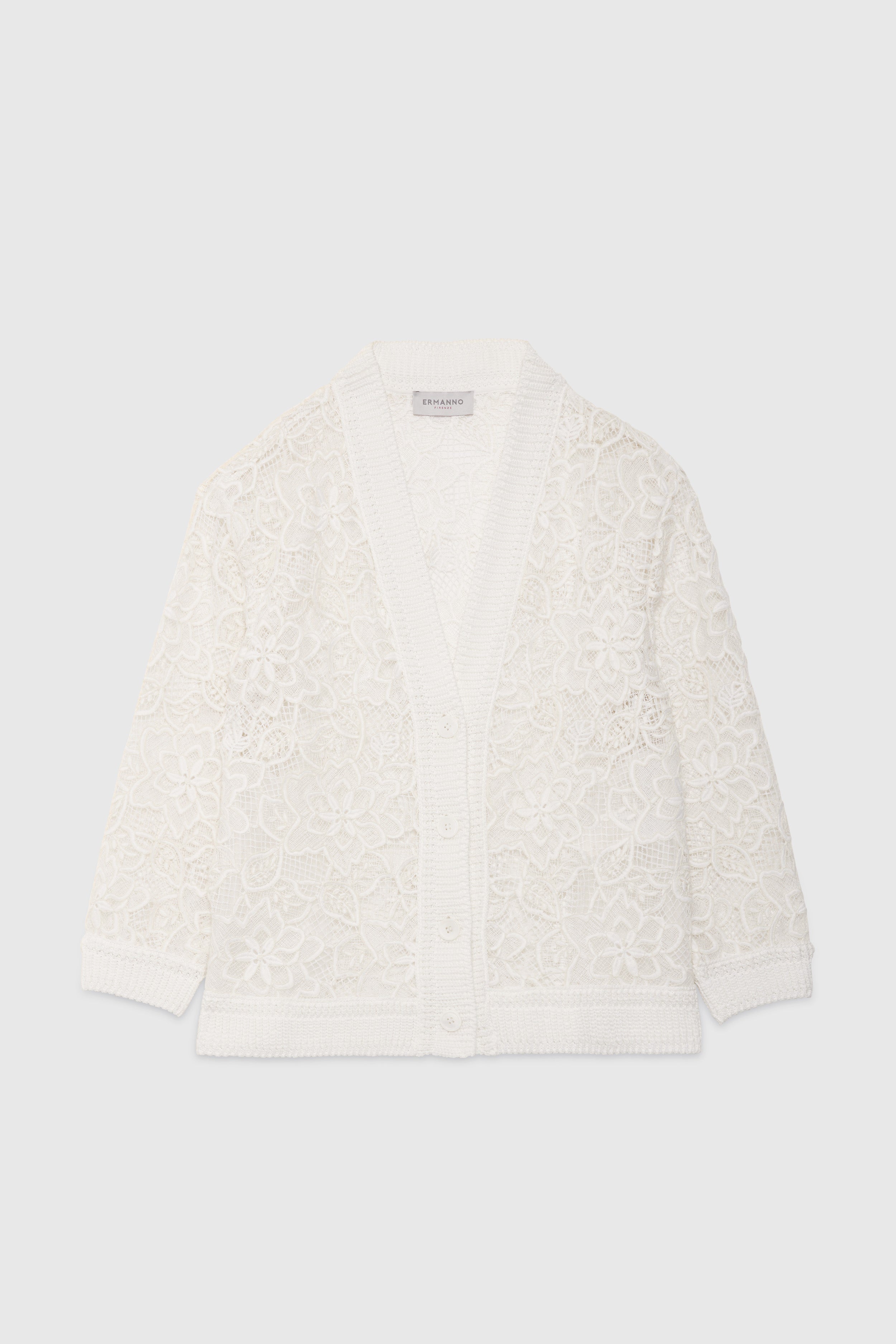 REBRODÈ LACE CARDIGAN WITH KNITTED DETAILS