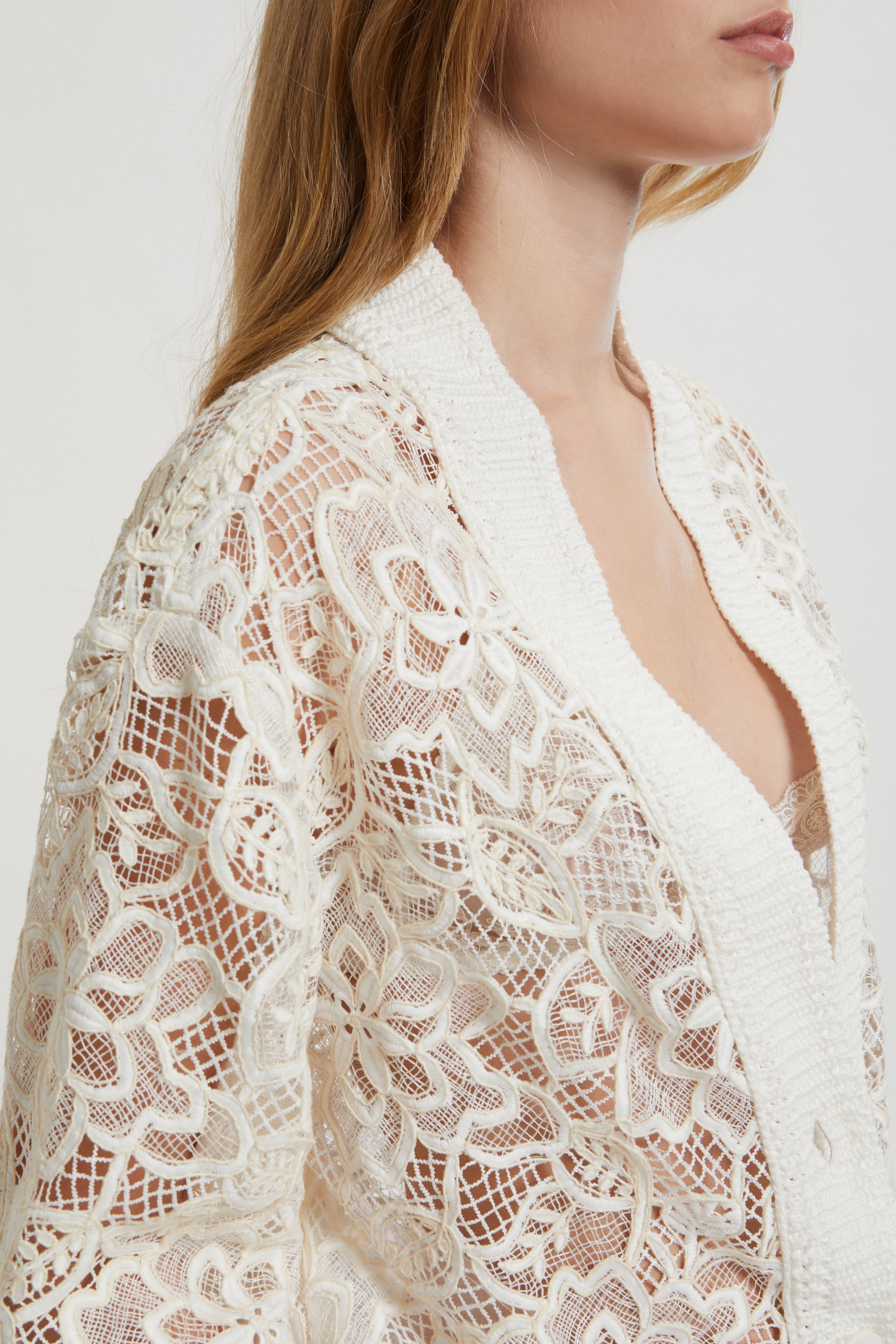 REBRODÈ LACE CARDIGAN WITH KNITTED DETAILS