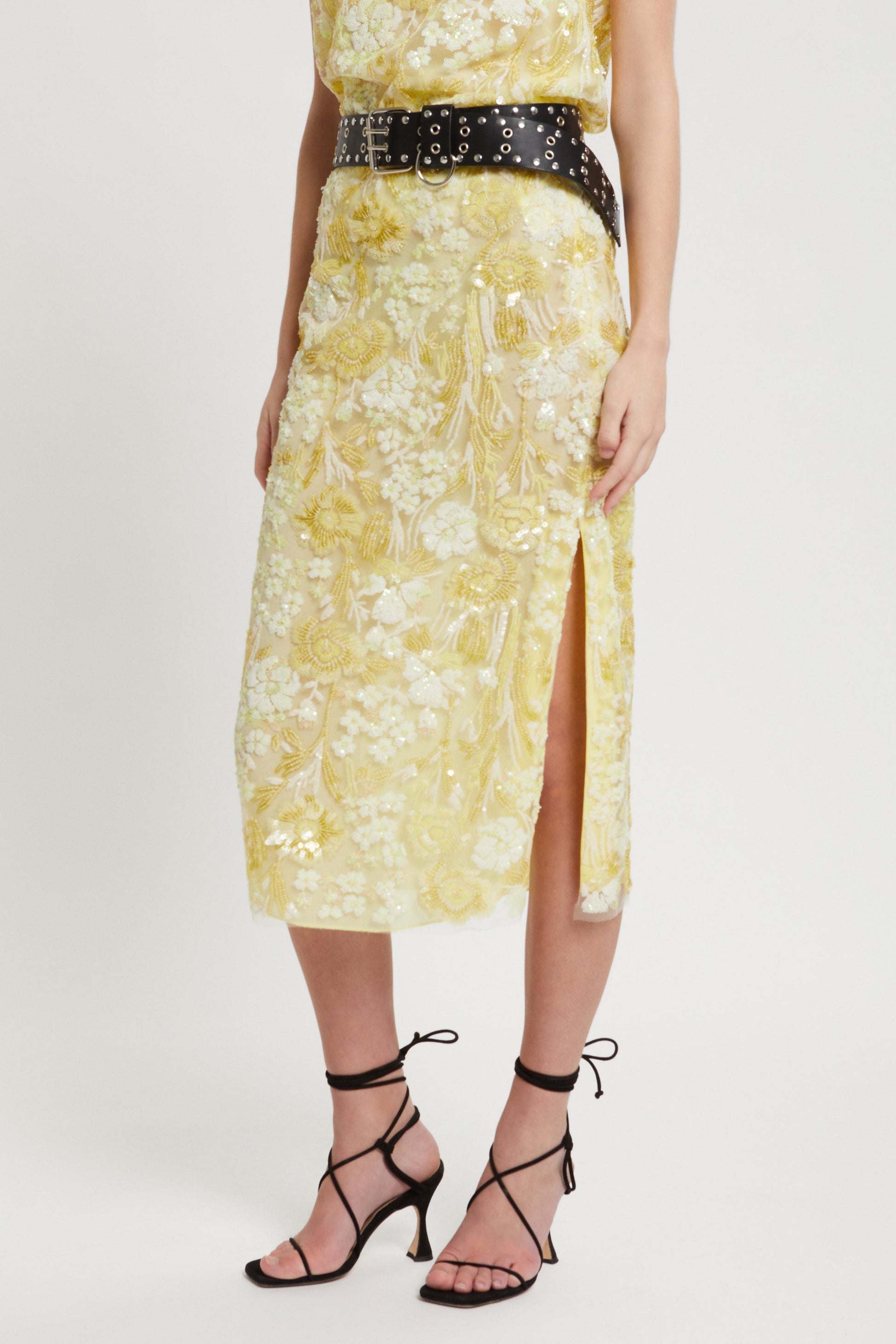 GONNA LONGUETTE DI PAILLETTES A FIORI