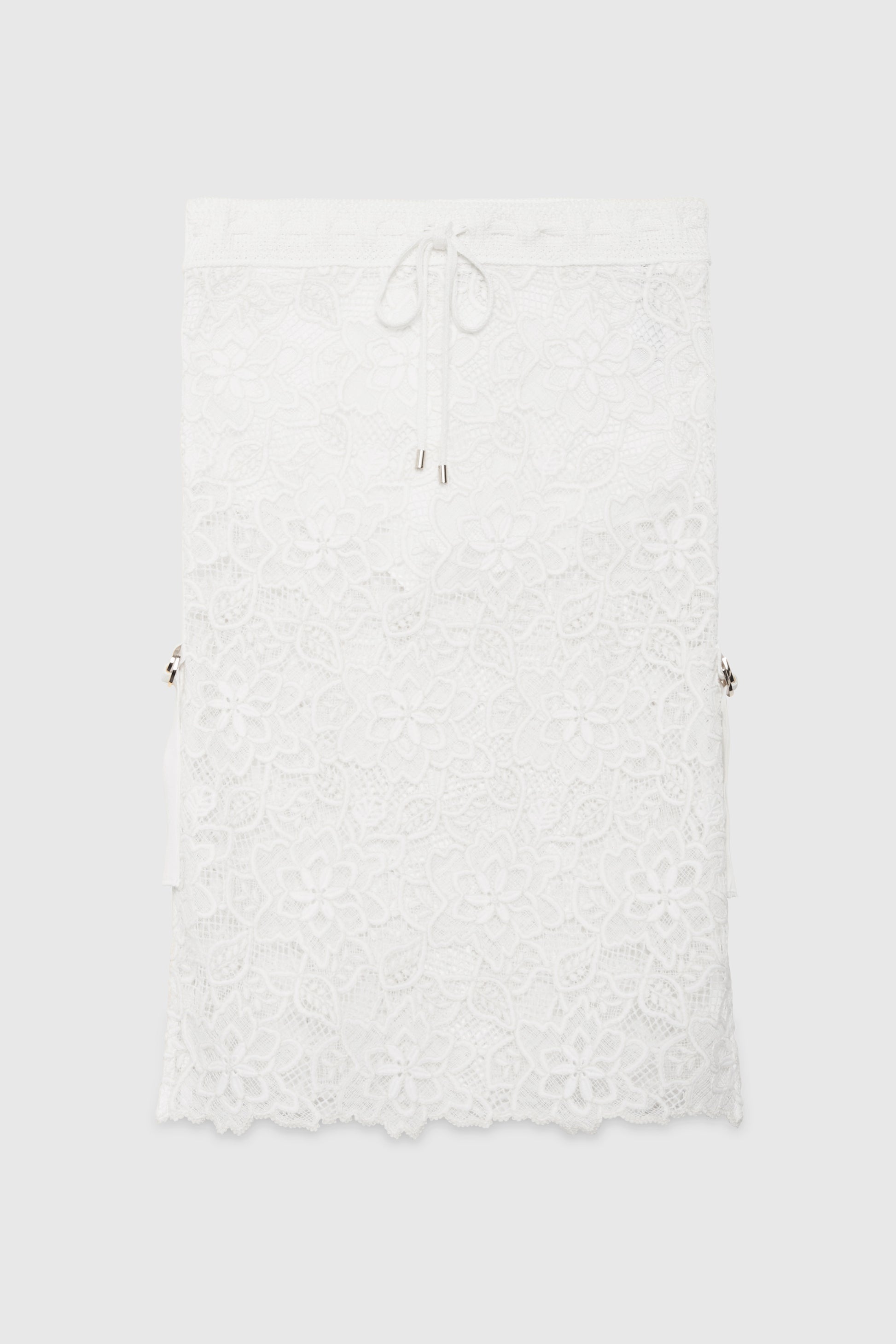 GONNA LONGUETTE DI PIZZO REBRODÈ CON BORDI IN MAGLIA