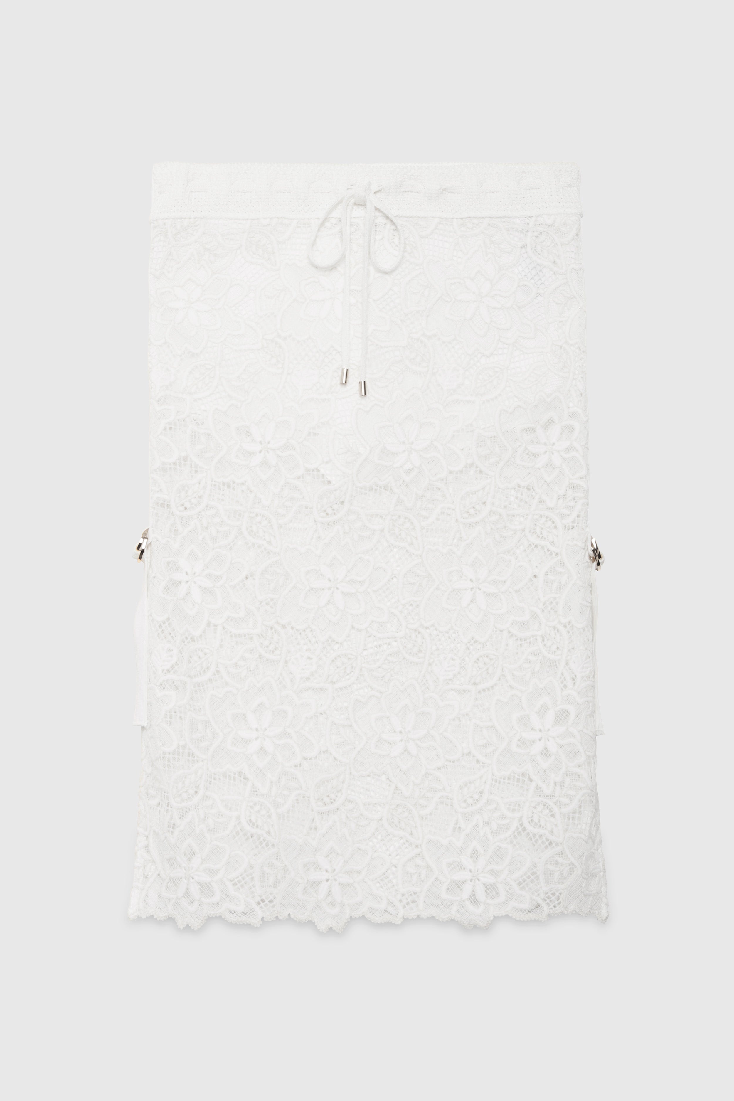 GONNA LONGUETTE DI PIZZO REBRODÈ CON BORDI IN MAGLIA