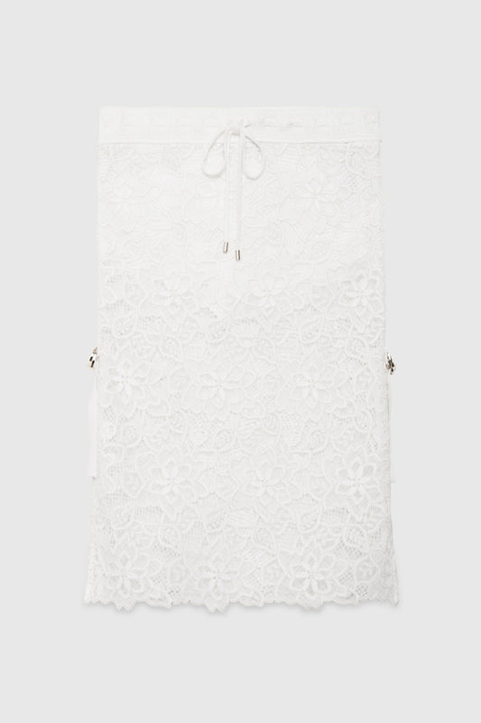 GONNA LONGUETTE DI PIZZO REBRODÈ CON BORDI IN MAGLIA