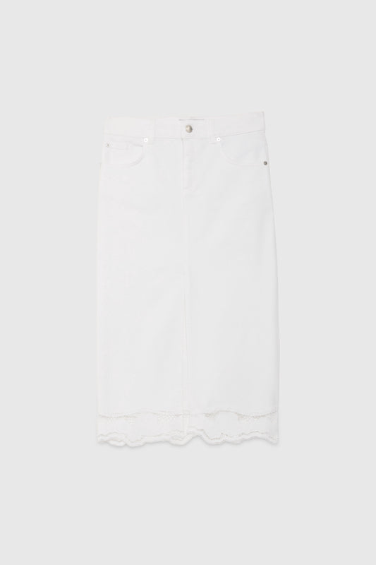 DENIM SKIRT WITH EMBROIDERY INSERT