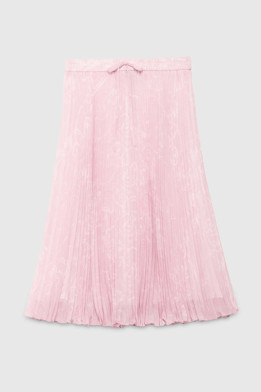 KNEE LENGHT PLEATED SKIRT WITH MACRAMÉ PRINT