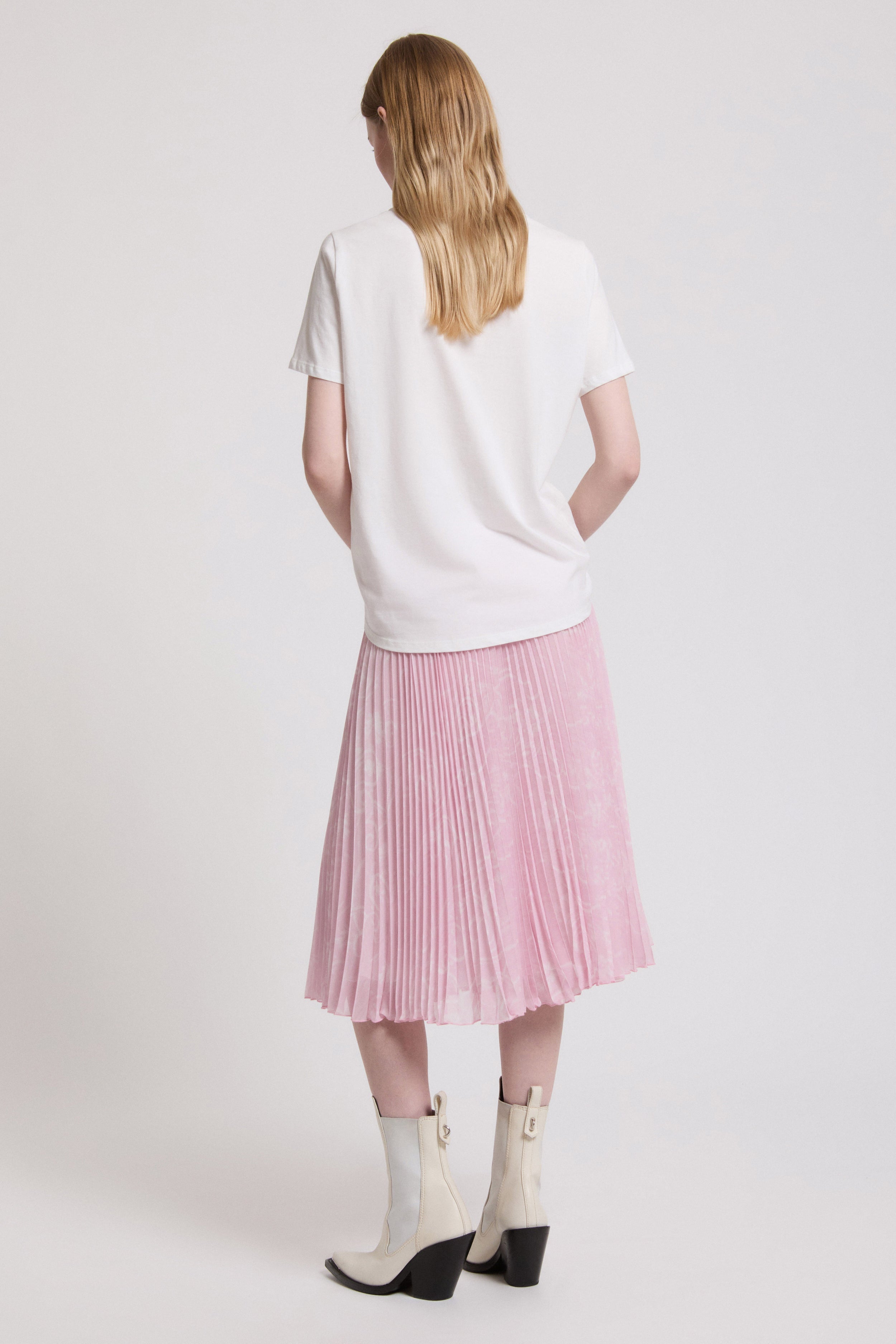 Image of GONNA LONGUETTE PLISSÉ CON STAMPA MACRAMÉ