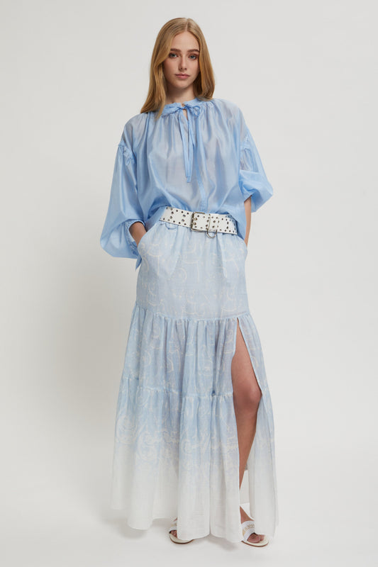 MACRAMÈ PRINTED LONG SKIRT