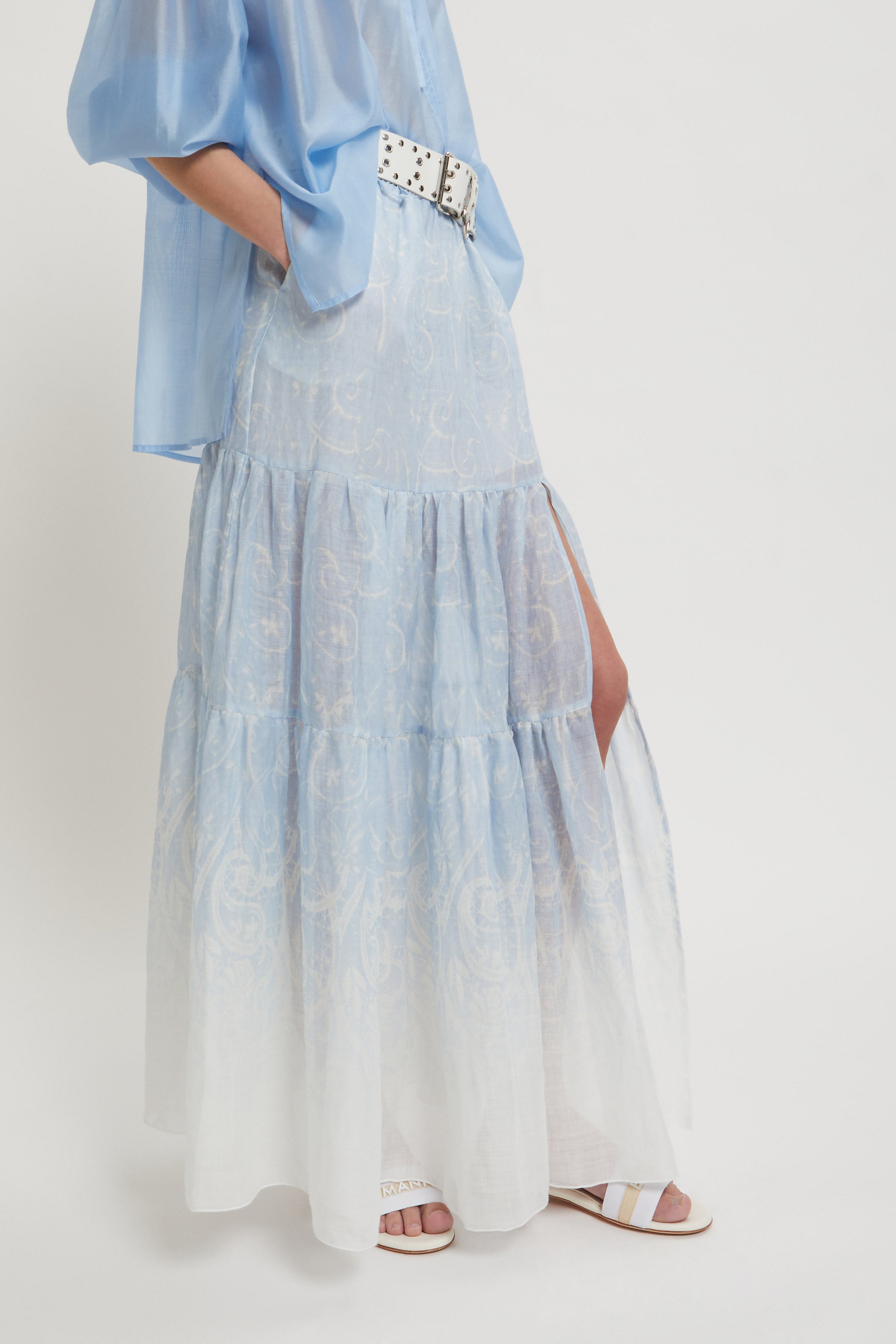 GONNA LUNGA STAMPA MACRAMÈ SFUMATA