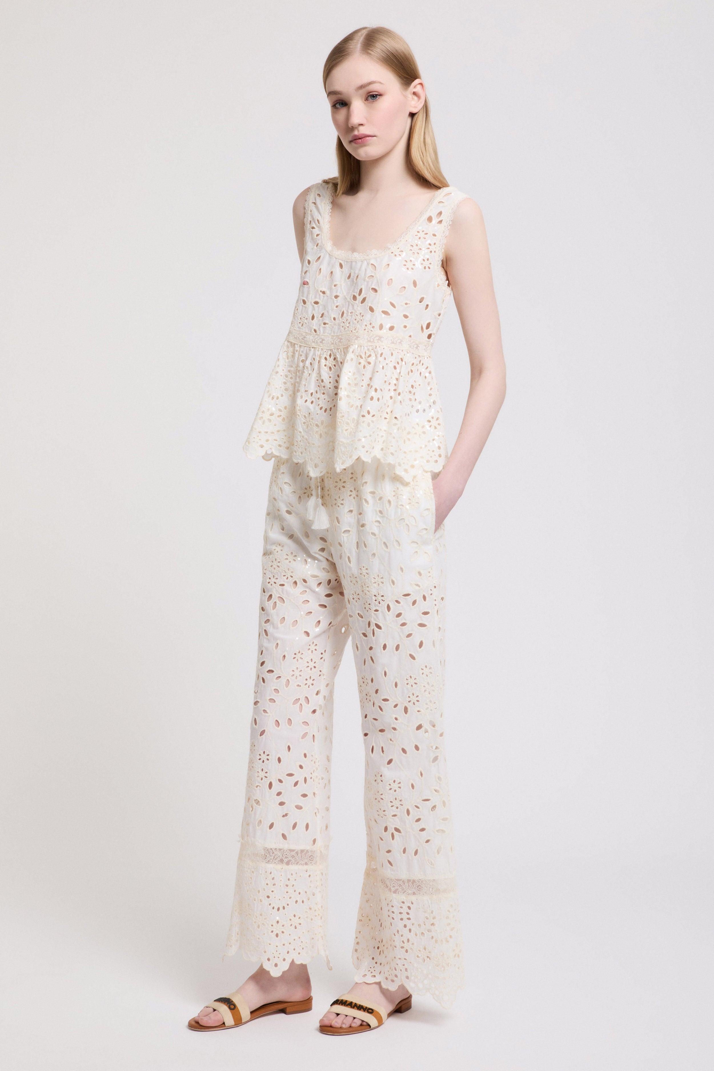 PANTALONI CROP DI SAN GALLO CON PAILLETTES