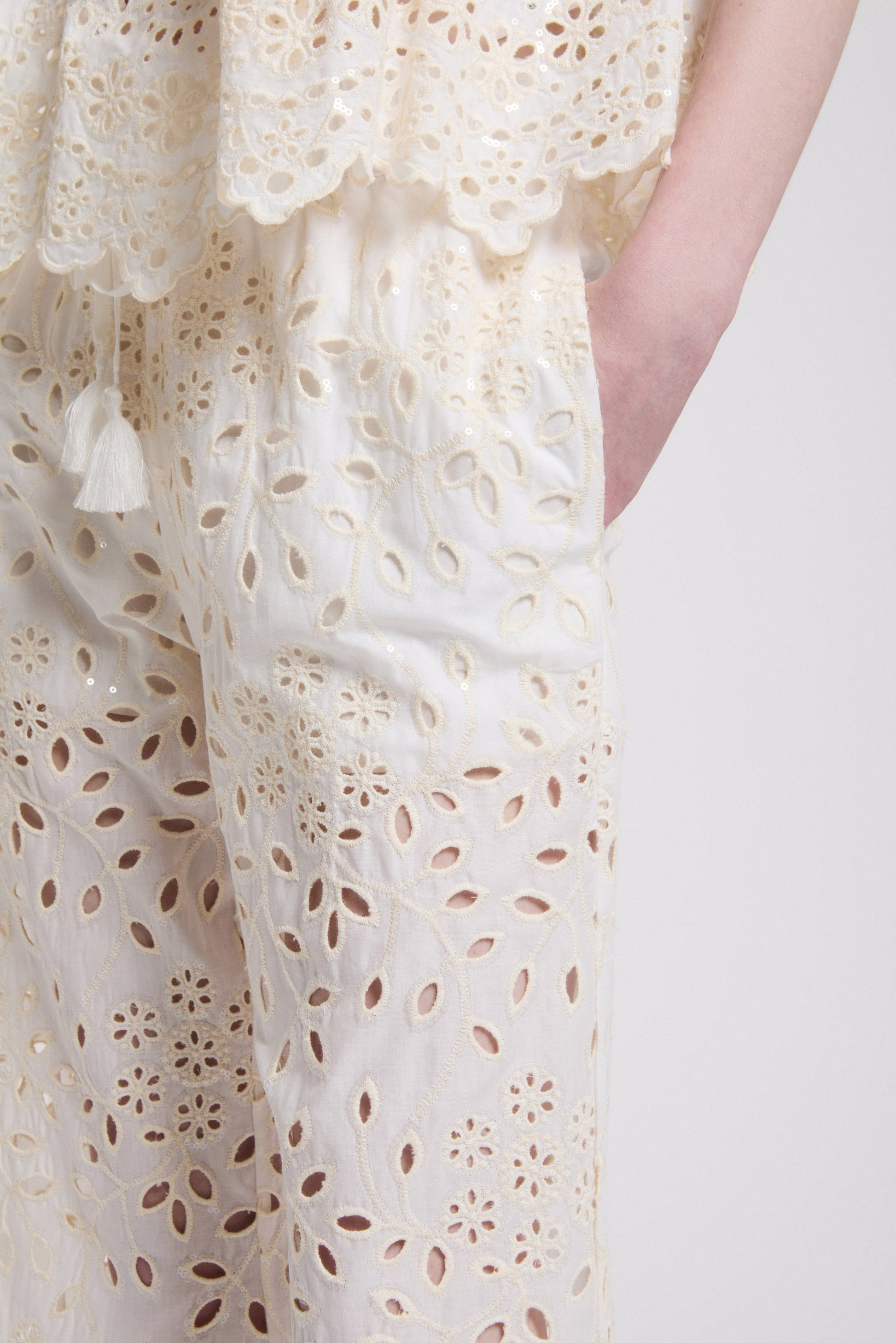 PANTALONI CROP DI SAN GALLO CON PAILLETTES