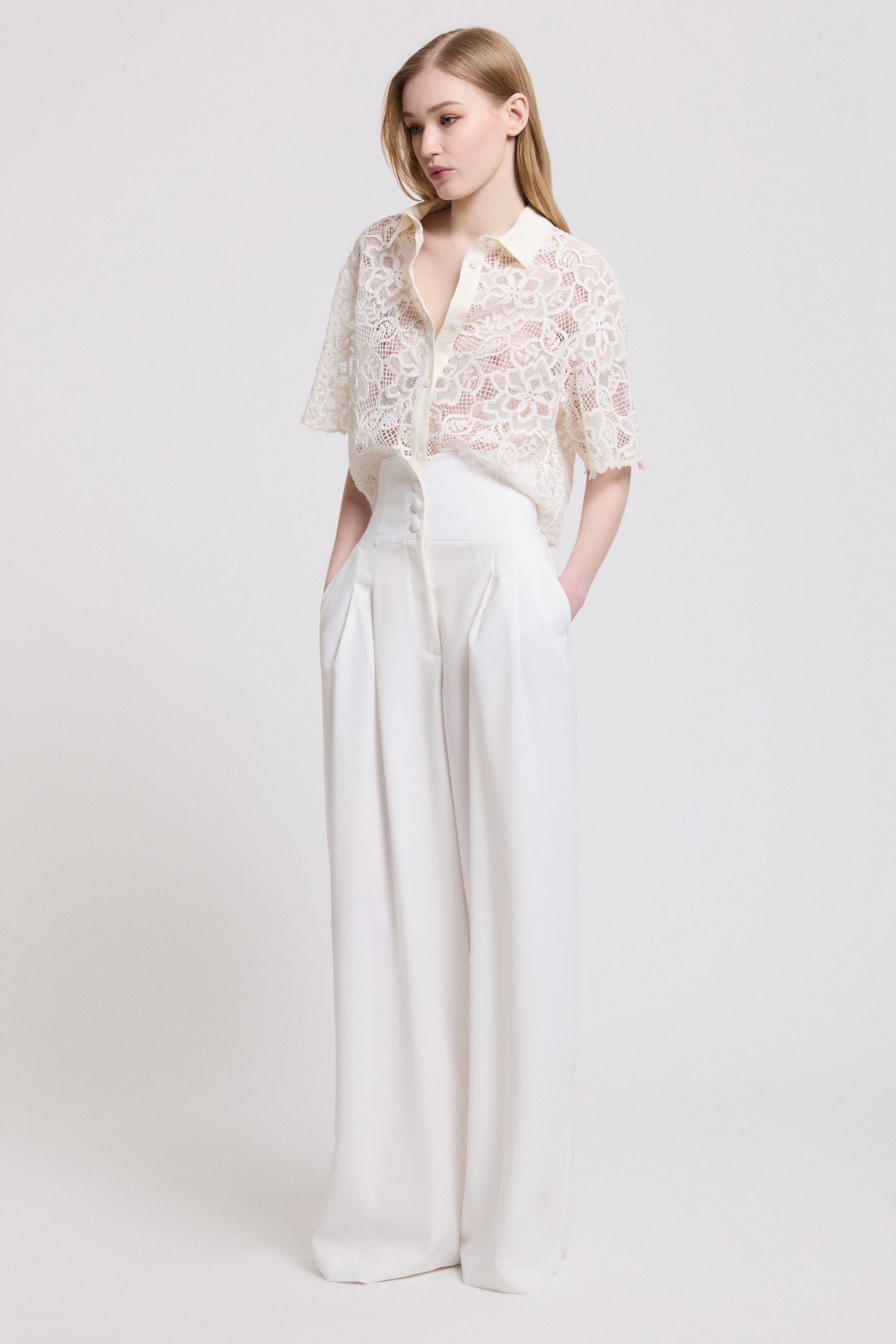 PANTALONI AMPI A BUSTIER IN CADI