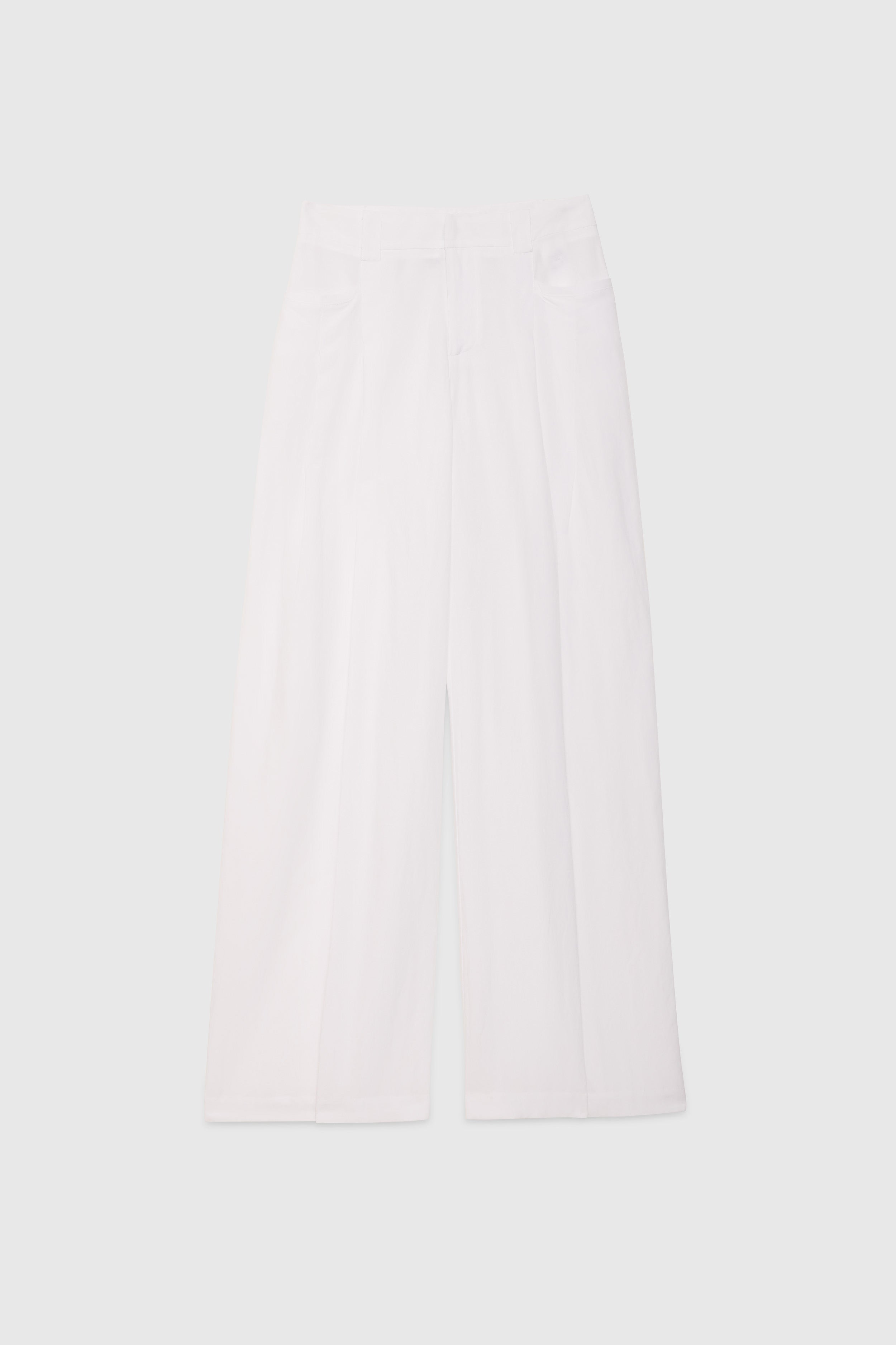 WIDE PANTS IN LINEN AND VISCOSE BLEND