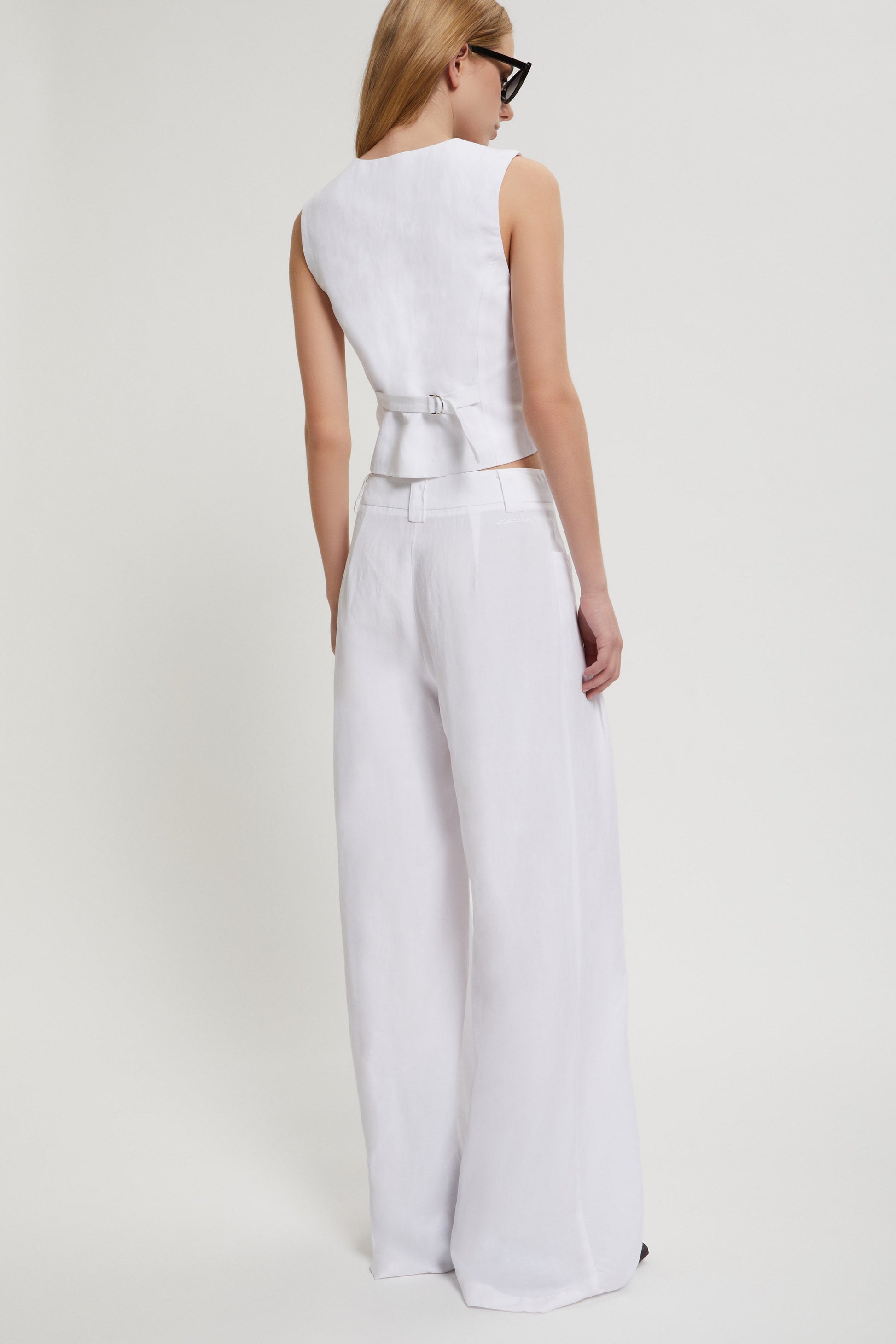WIDE PANTS IN LINEN AND VISCOSE BLEND