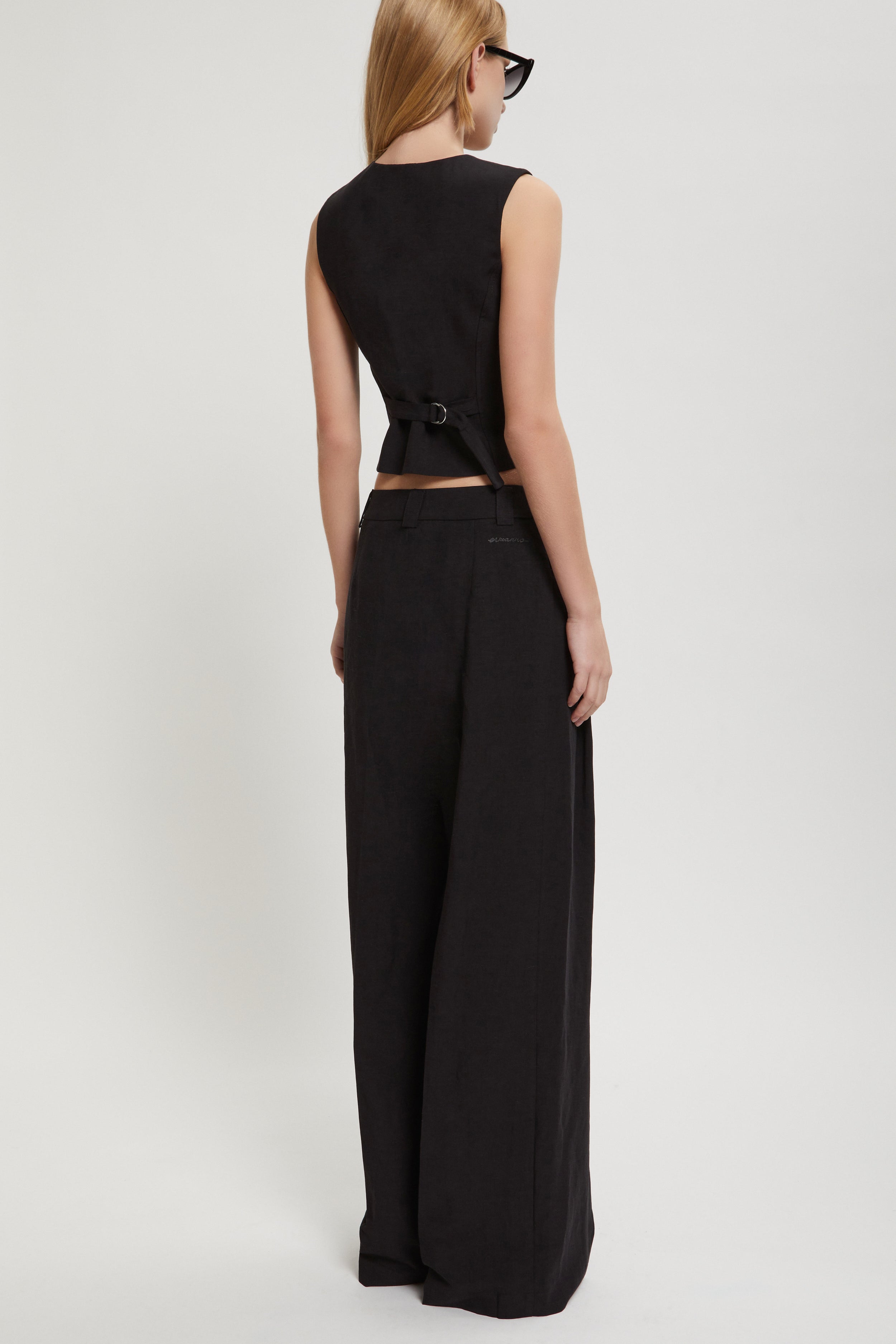 WIDE PANTS IN LINEN AND VISCOSE BLEND