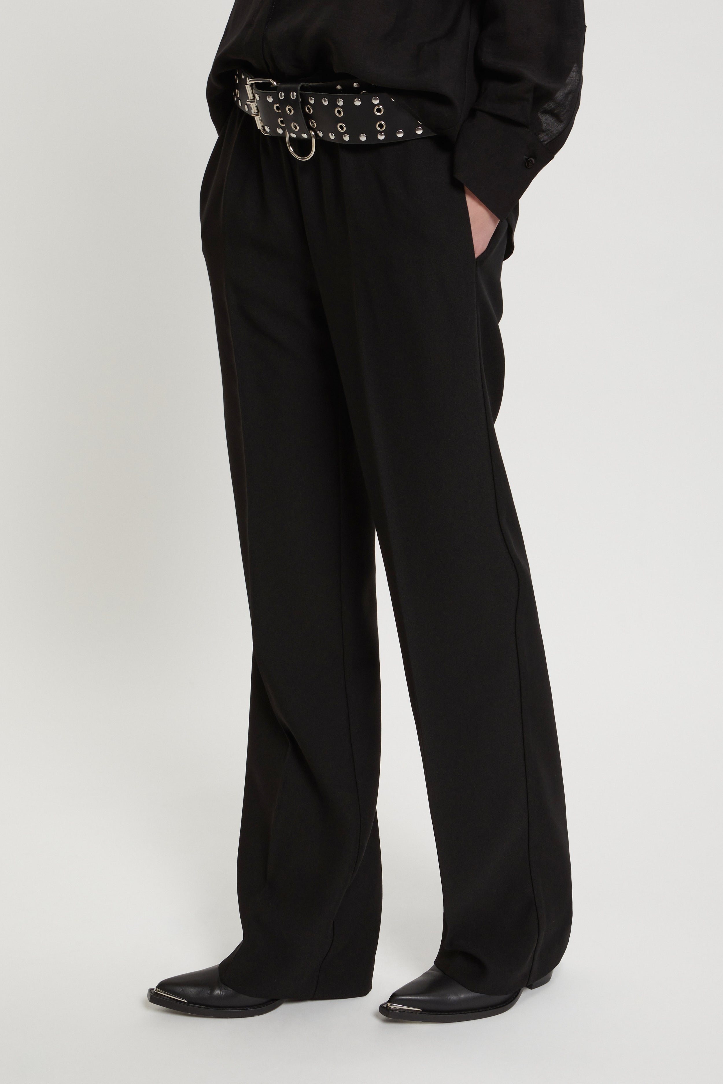 PANTALONI IN CADI' CON ELASTICO LOGATO