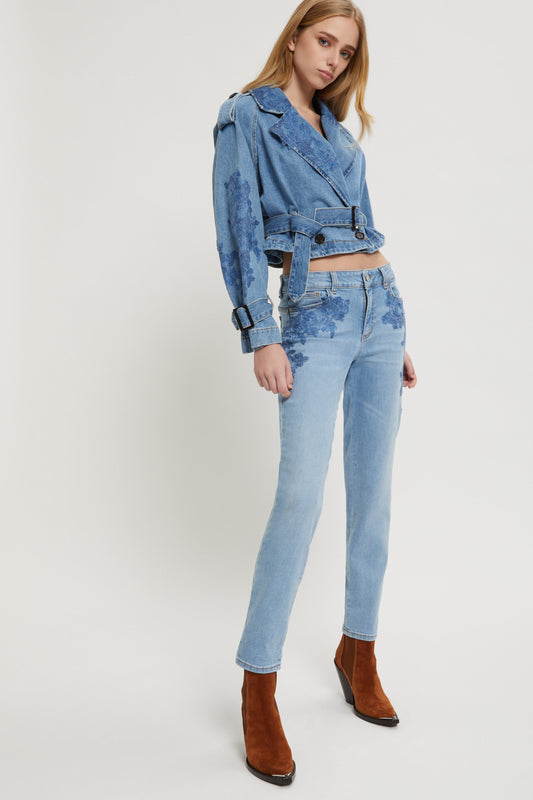 STRETCH JEANS WITH LACE