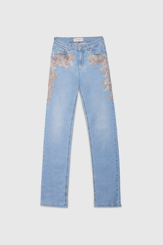 JEANS STRETCH CON PIZZO SFUMATO